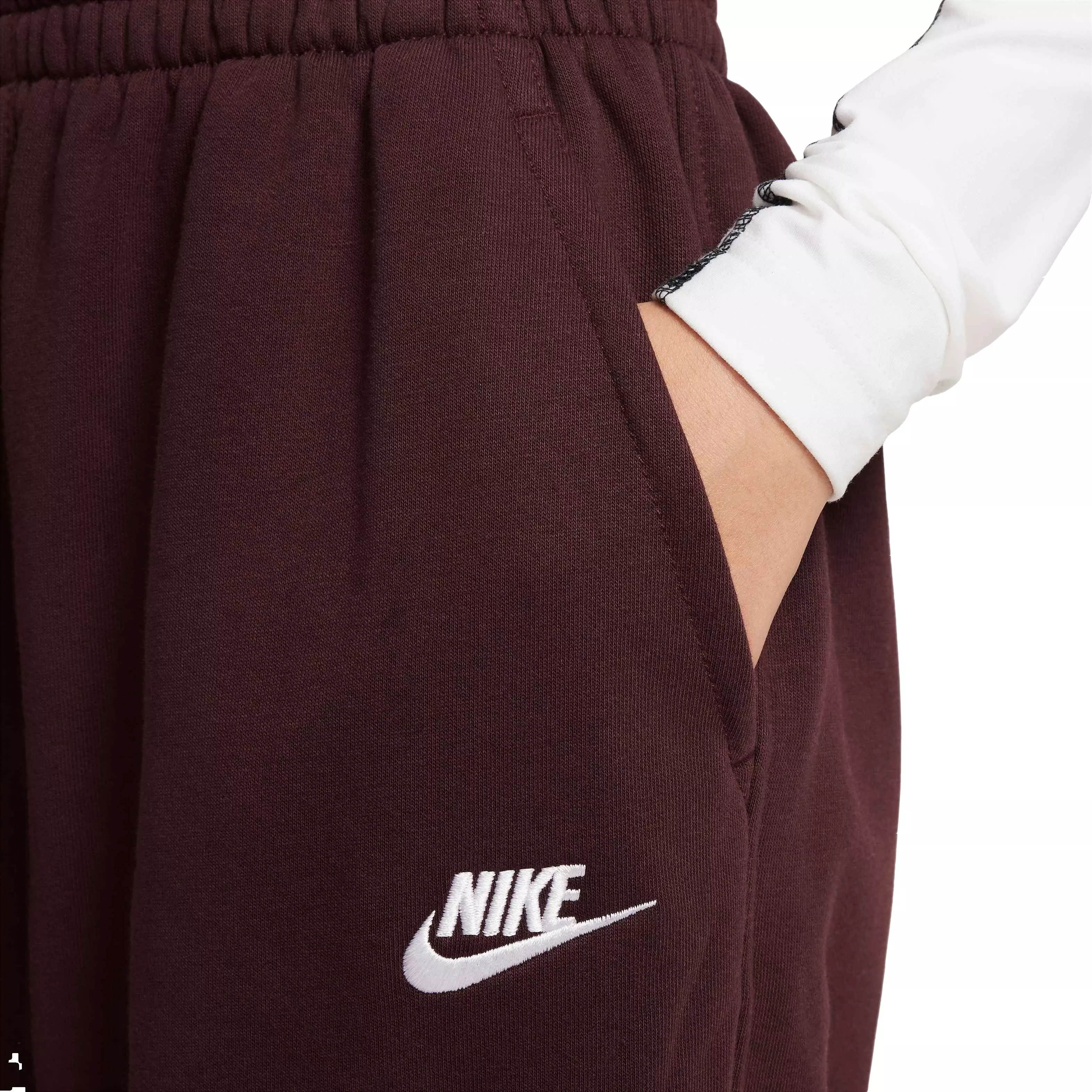 Nike Big Kids' Sportswear Club Fleece Loose Pants - BURGUNDY