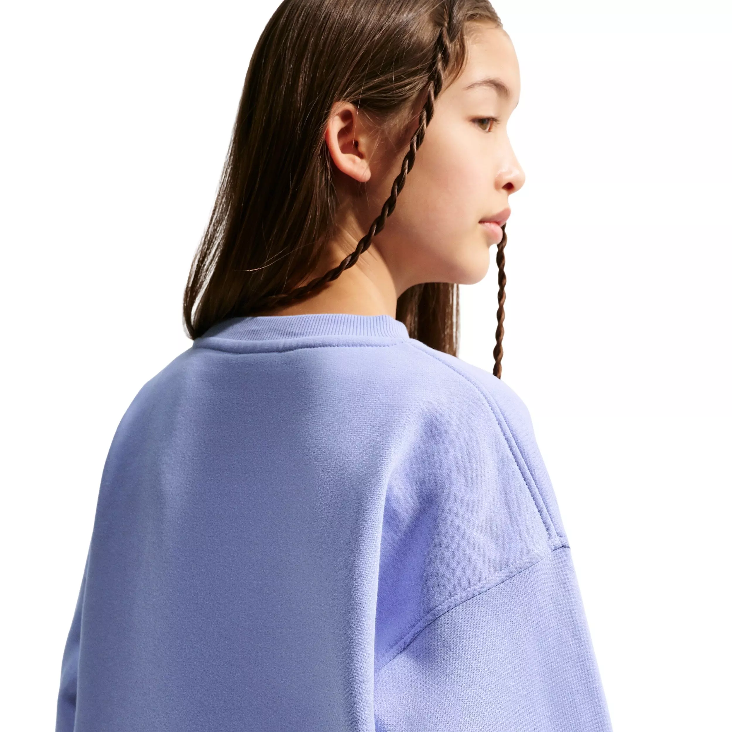 Nike Big Girls' Sportswear Club Fleece Oversized Crewneck Sweatshirt - Purple - PURPLE