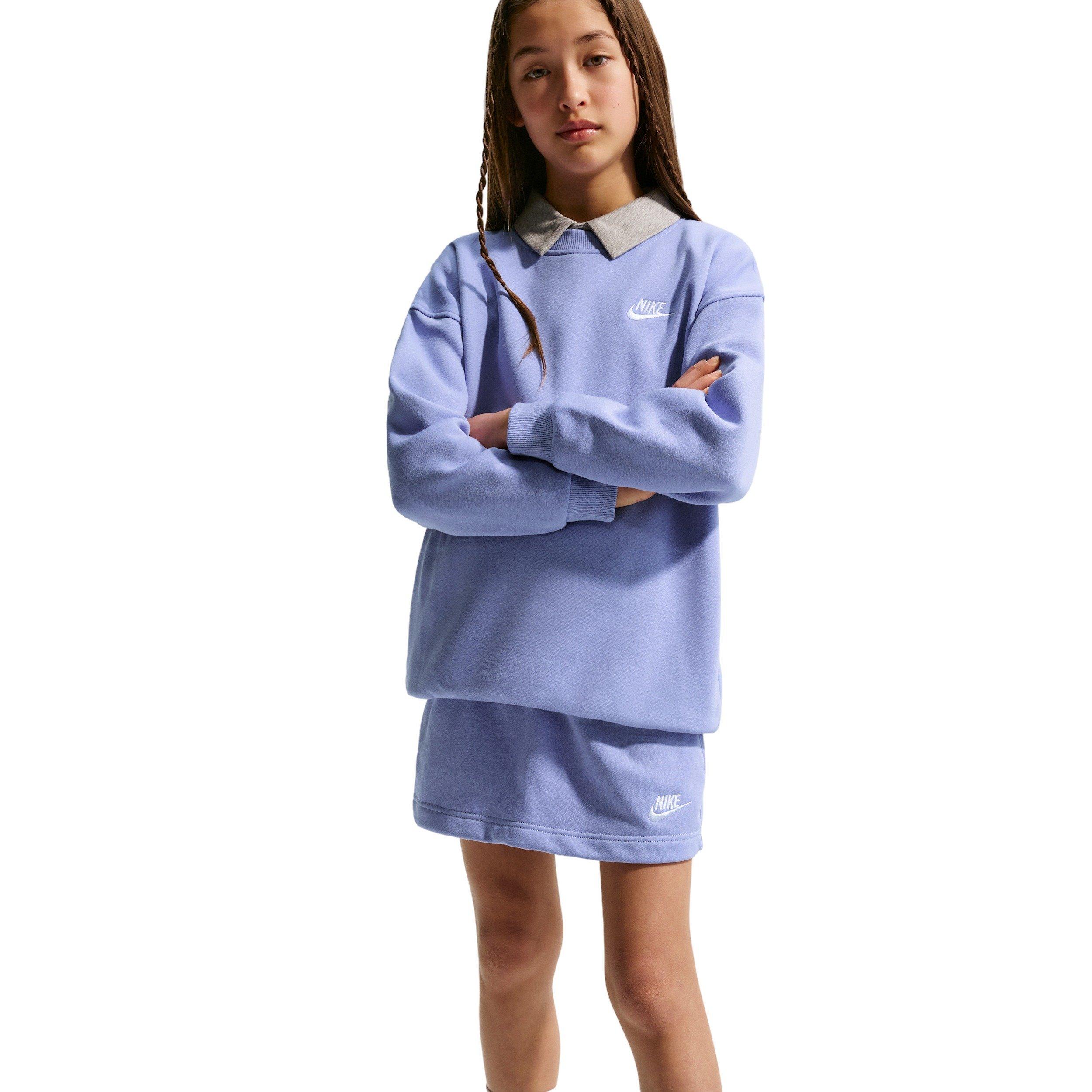 Nike Big Girls' Sportswear Club Fleece Oversized Crewneck Sweatshirt - Purple - PURPLE Thumbnail View 3