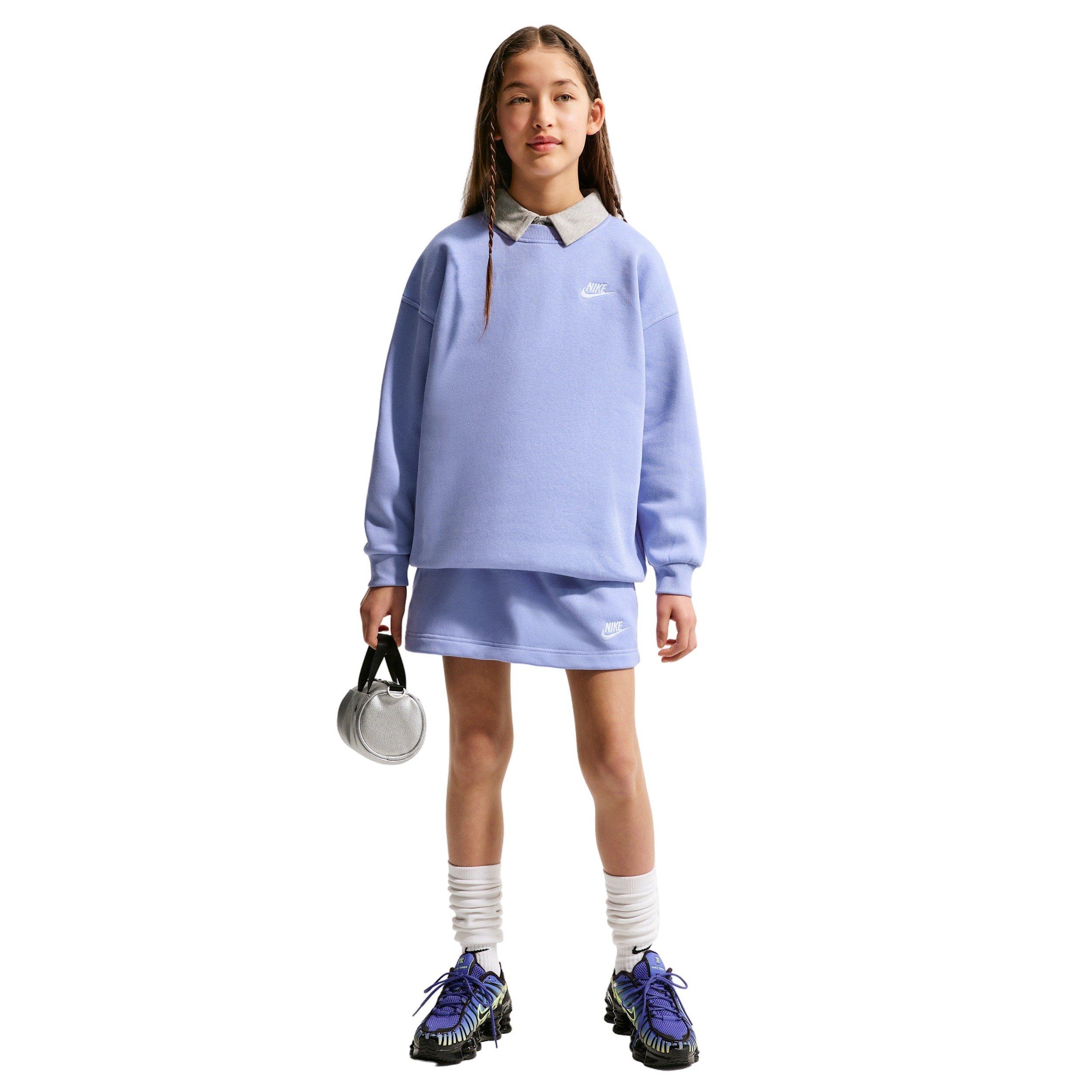 Nike Big Girls' Sportswear Club Fleece Oversized Crewneck Sweatshirt - Purple - PURPLE Thumbnail View 4