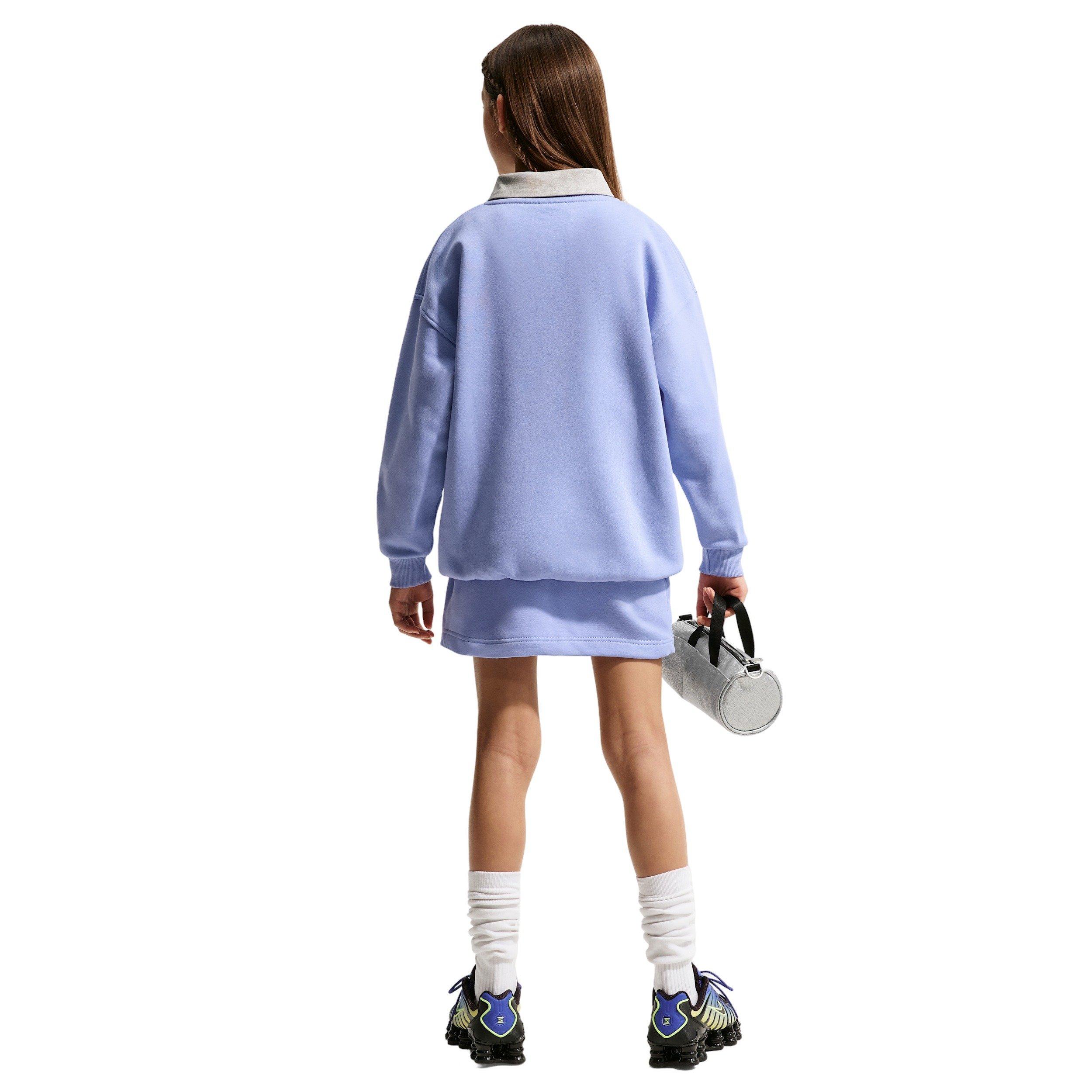 Nike Big Girls' Sportswear Club Fleece Oversized Crewneck Sweatshirt - Purple - PURPLE Thumbnail View 5