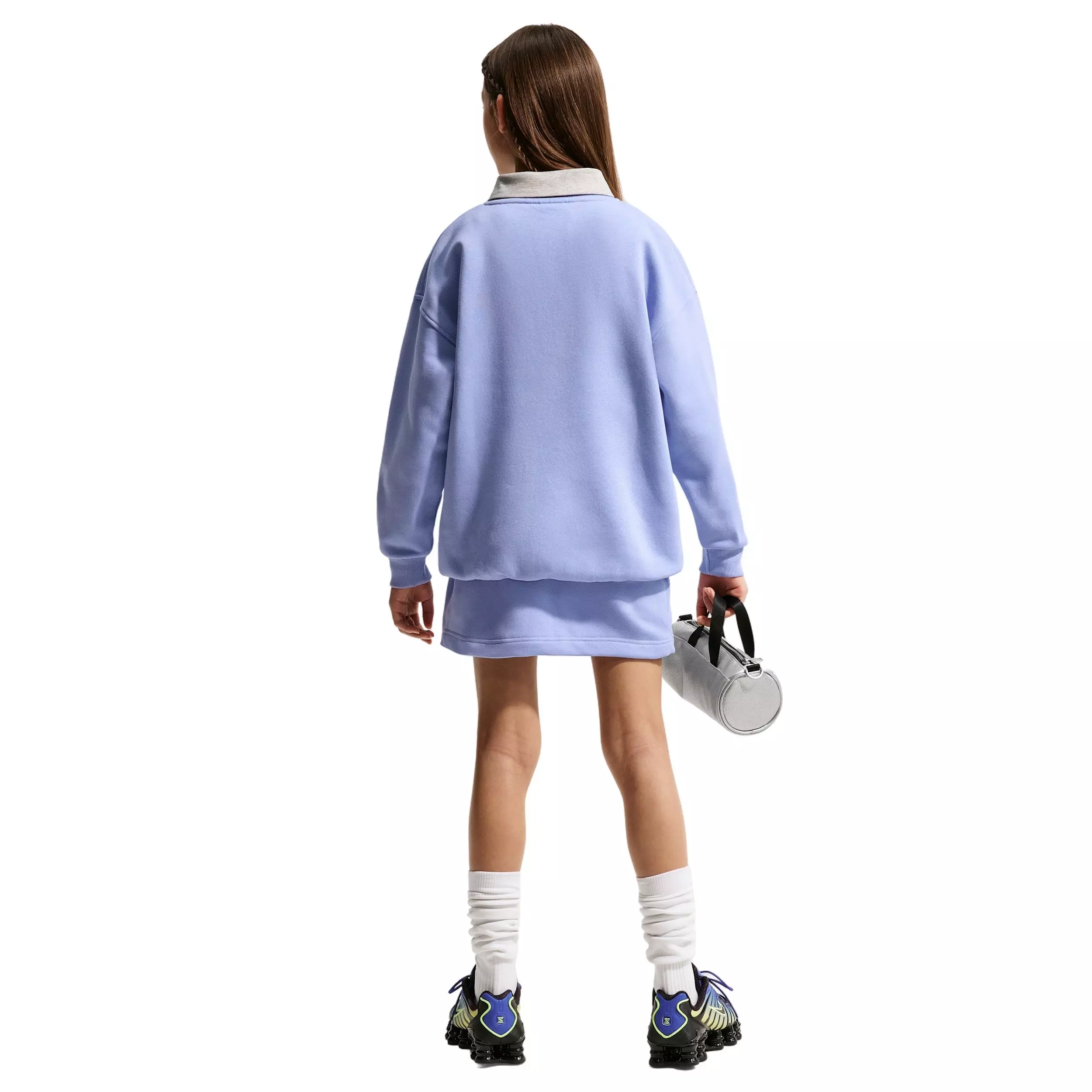 Nike Big Girls' Sportswear Club Fleece Oversized Crewneck Sweatshirt - Purple - PURPLE