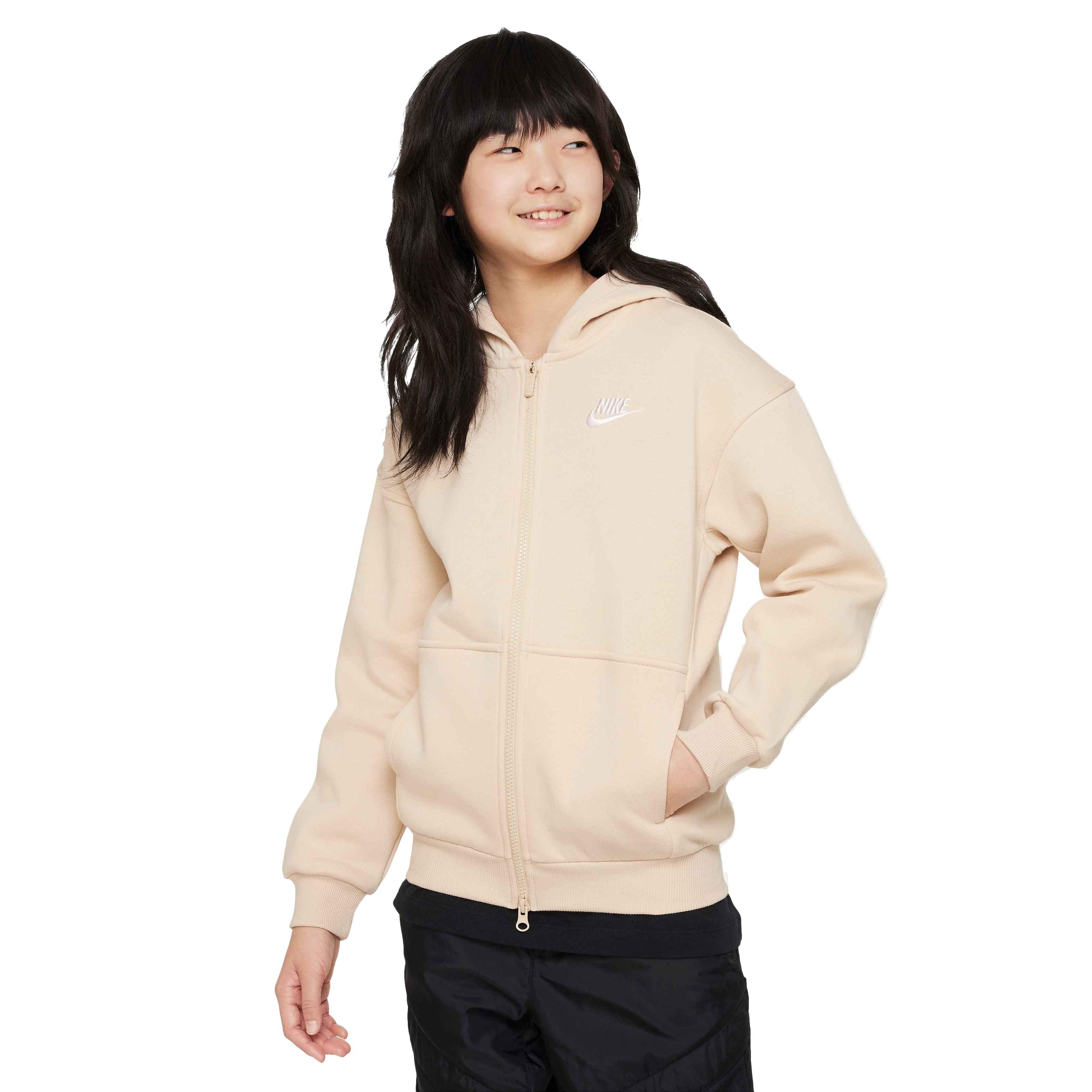 Nike Big Girls' Sportswear Club Fleece Oversized Full-Zip Jacket - SANDDRIFT