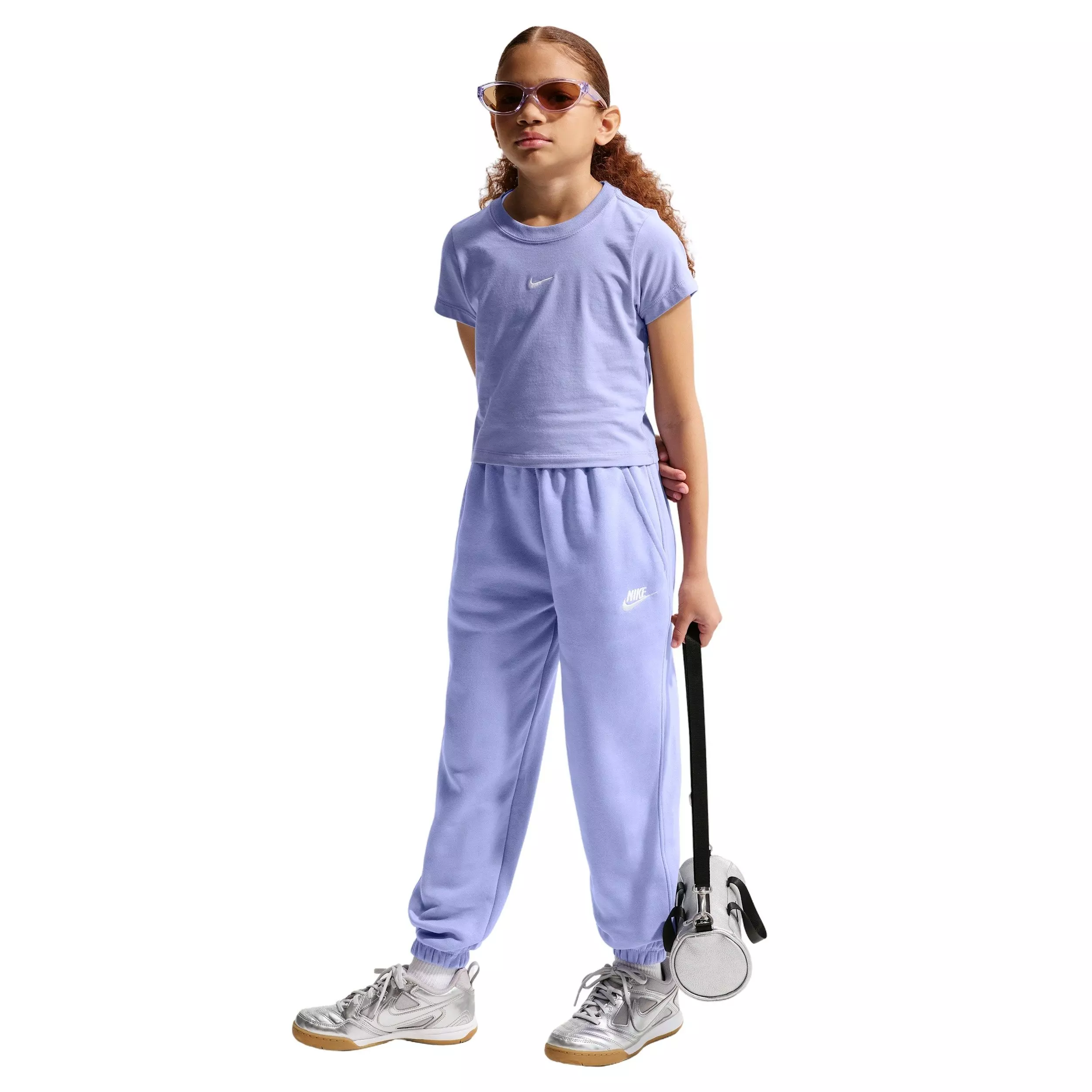 Nike Big Girls' Sportswear Club Fleece Loose Sweatpants - Purple - PURPLE