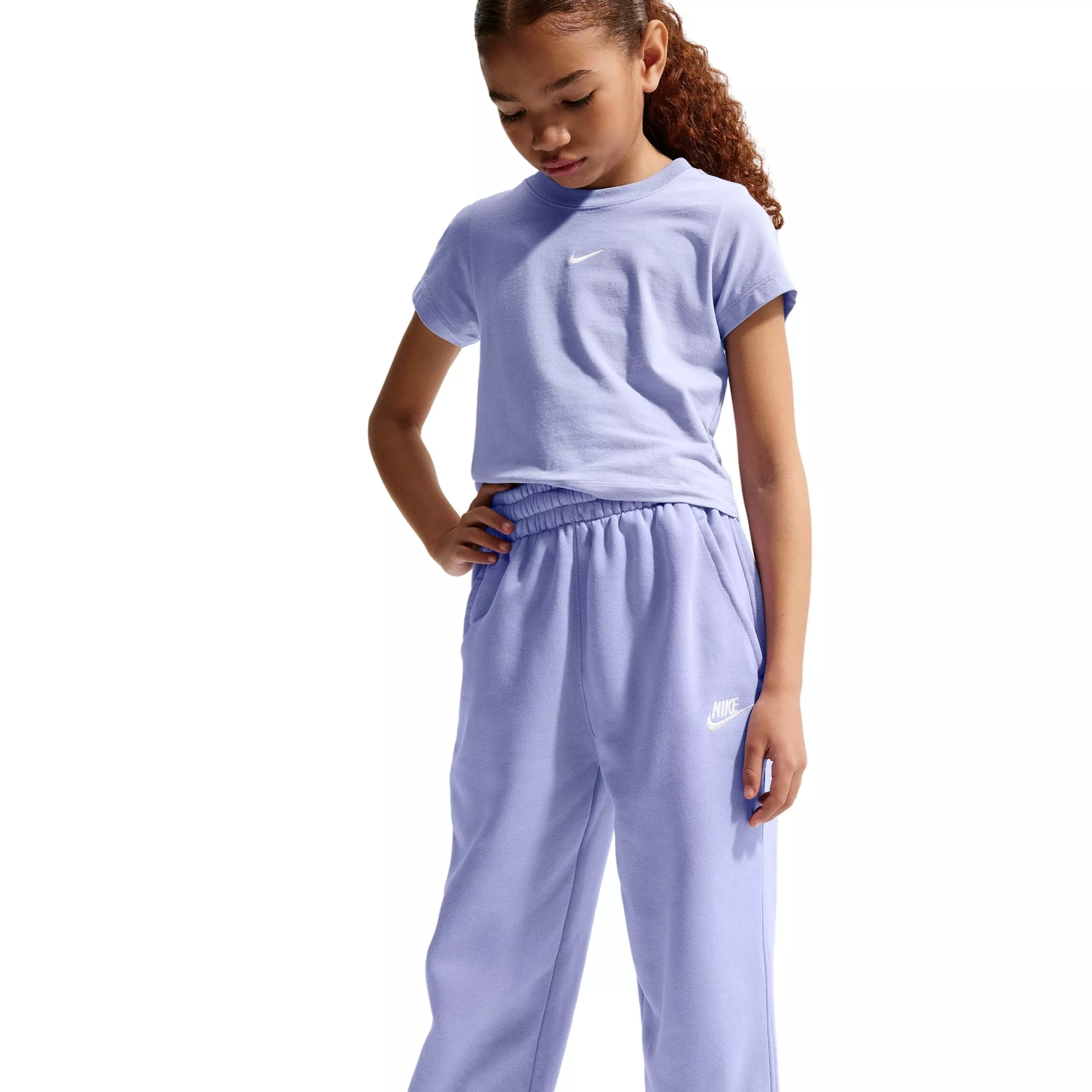 Nike Big Girls' Sportswear Club Fleece Loose Sweatpants - Purple - PURPLE