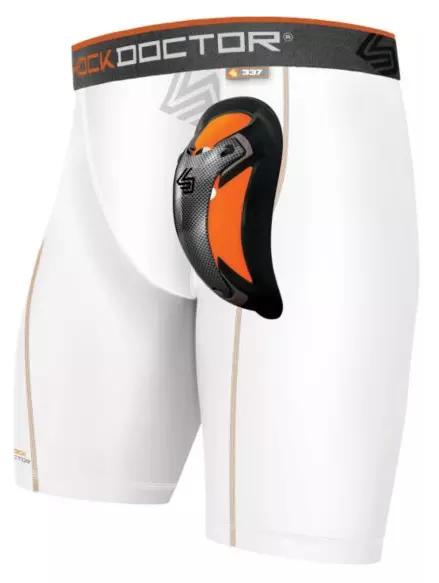 Shock Doctor Big Boys' Ultra Pro Compression Short with Ultra Cup - WHITE