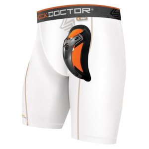 Shock Doctor Big Boys' Ultra Pro Compression Short with Ultra Cup - WHITE