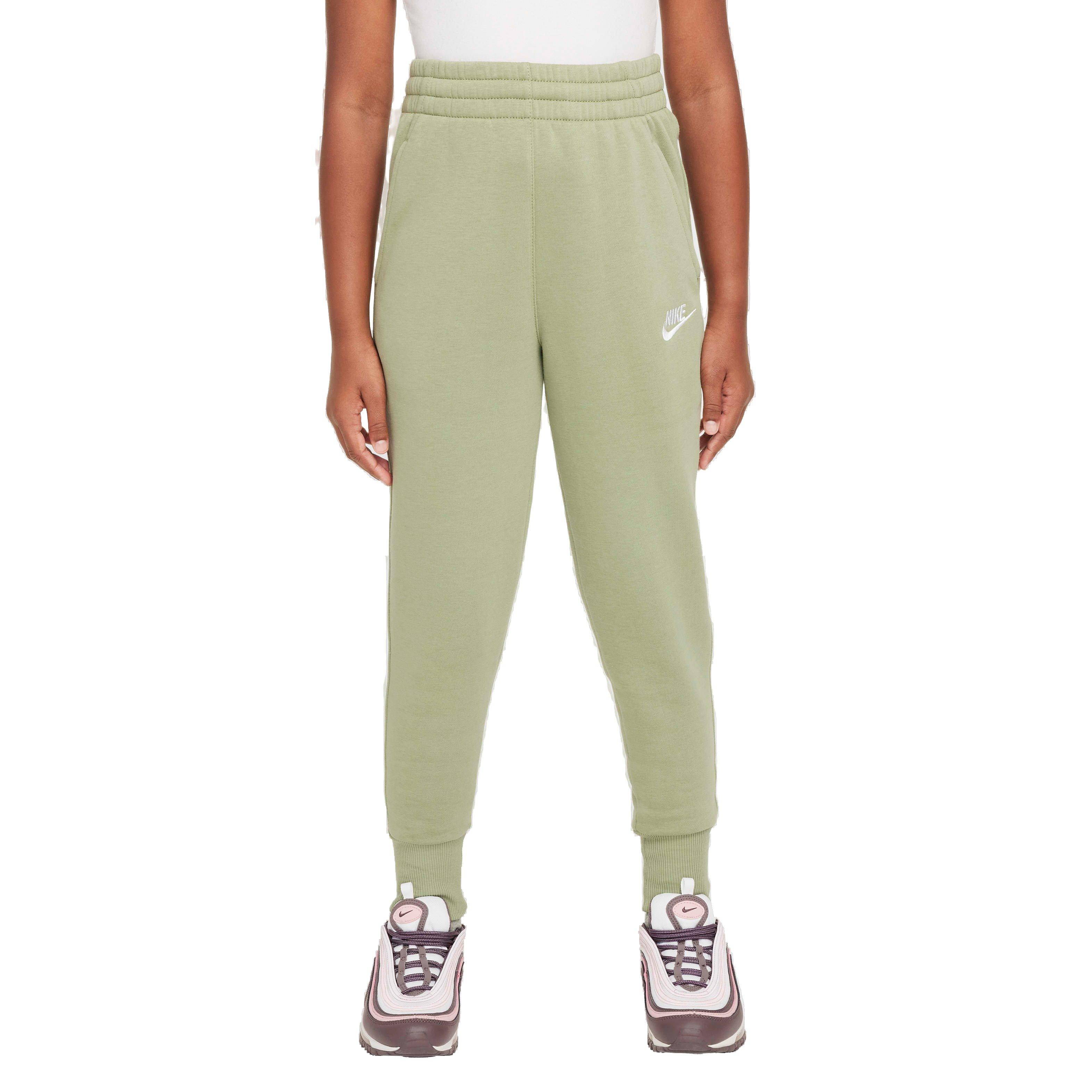 Nike Big Girls' Sportswear Club Fleece High-Waisted Fitted Pants - GREEN