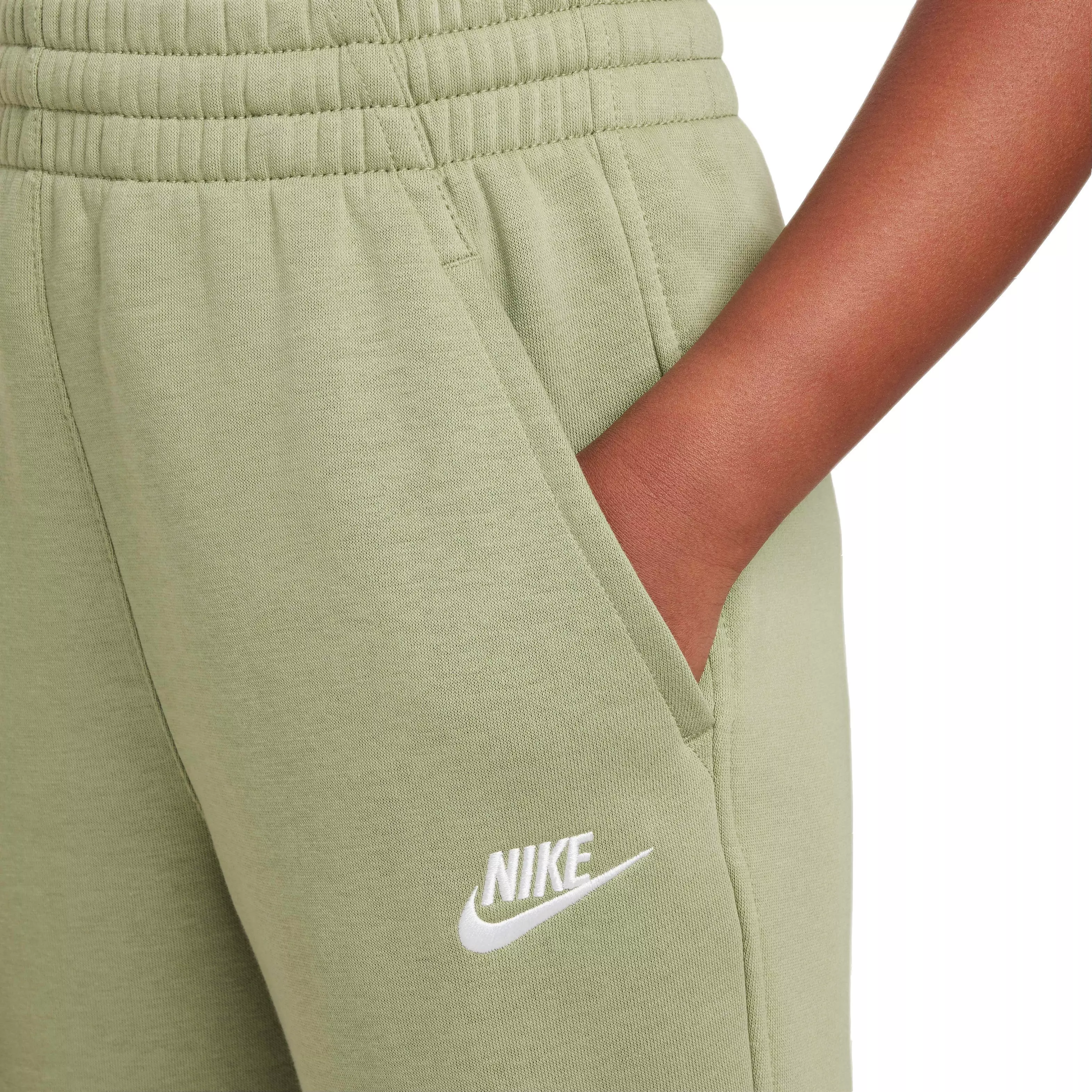 Nike Big Girls' Sportswear Club Fleece High-Waisted Fitted Pants - GREEN
