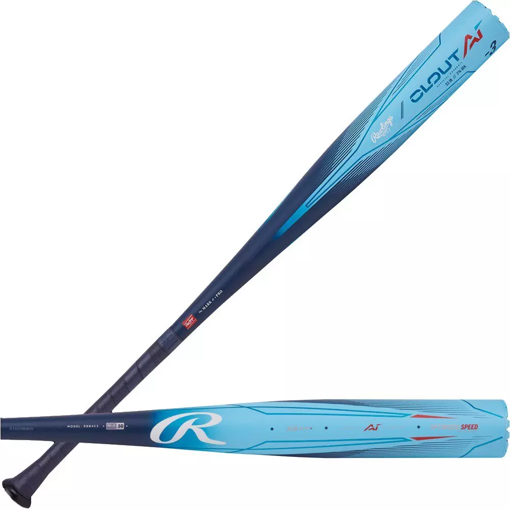 Rawlings Clout AI 2 5/8" Barrel BBCOR Baseball Bat (-3) - LT BLUE