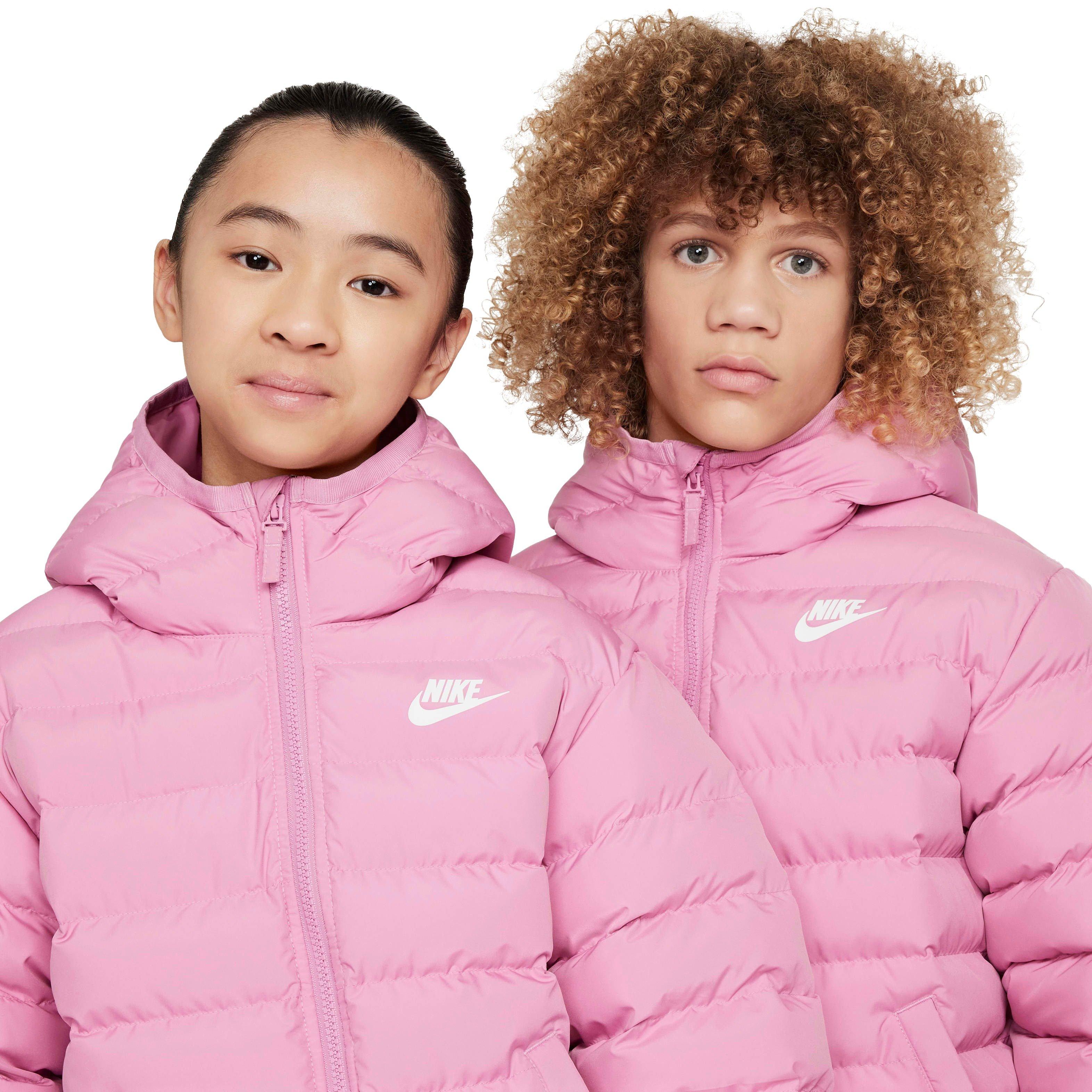 Nike Sportswear Lightweight Synthetic Fill Loose Big Kids' 'Pink/White" Hooded Jacket