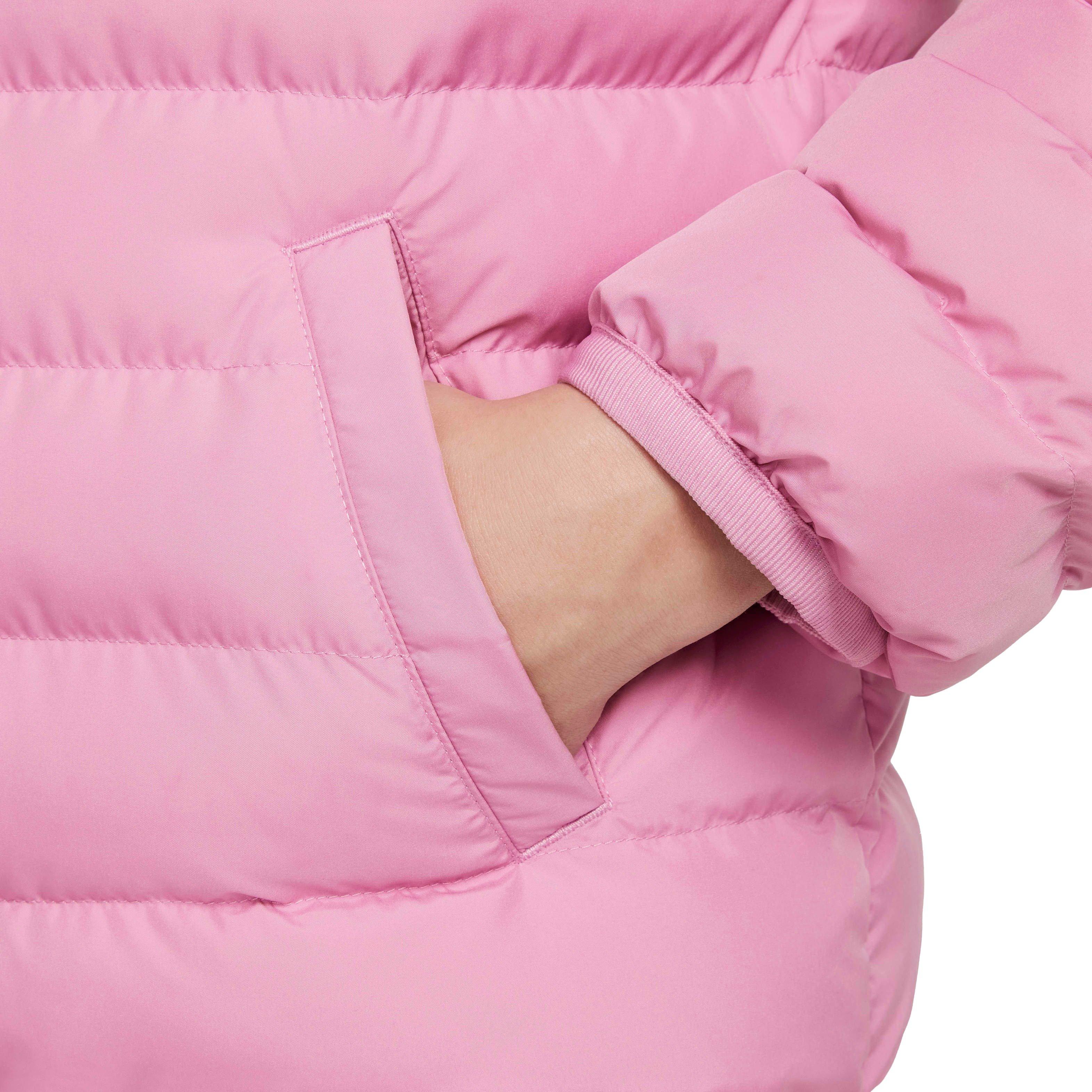 Nike Sportswear Lightweight Synthetic Fill Loose Big Kids' 'Pink/White" Hooded Jacket