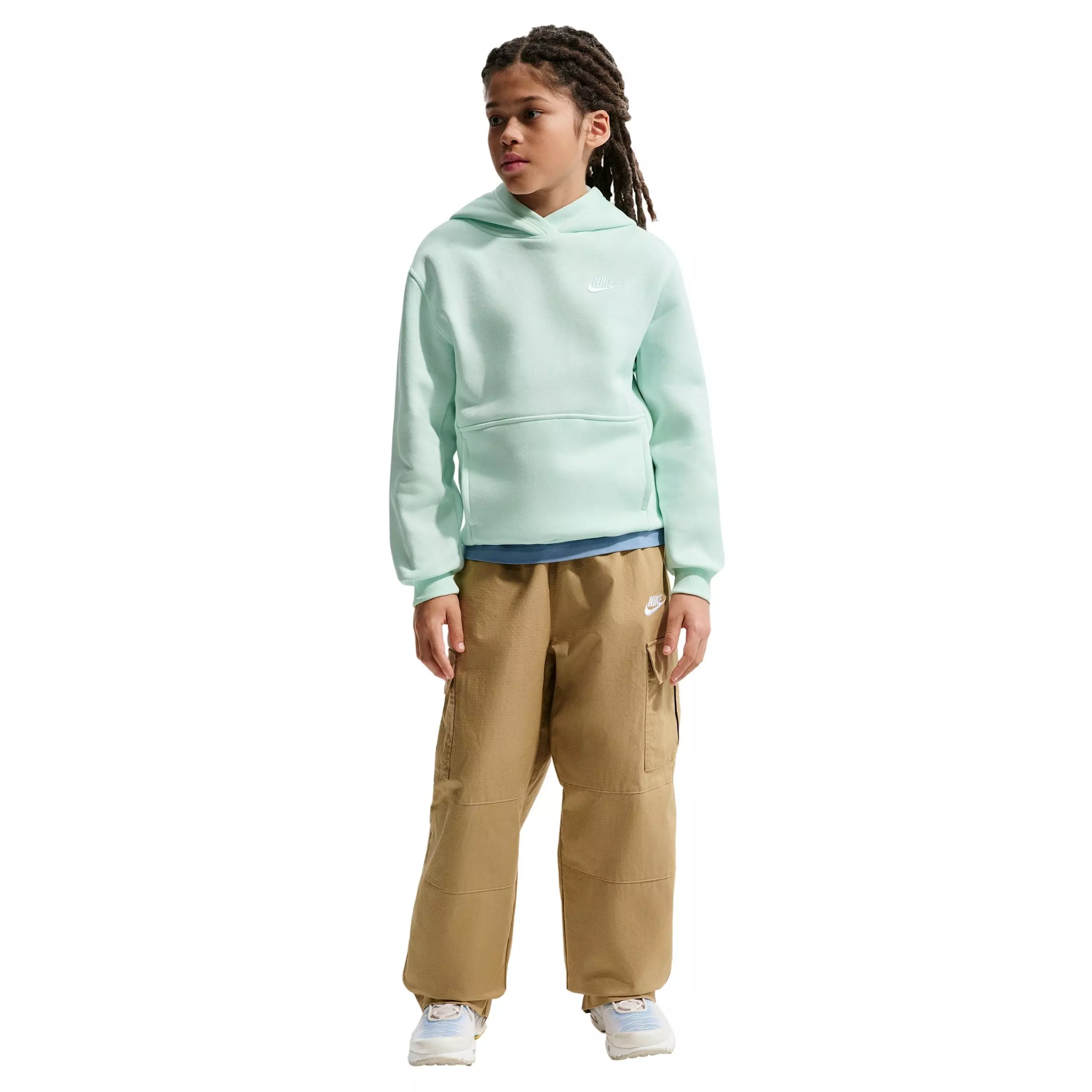 Nike Big Kids' Sportswear Club Fleece Pullover Hoodie - Barely Green - BARELY GREEN
