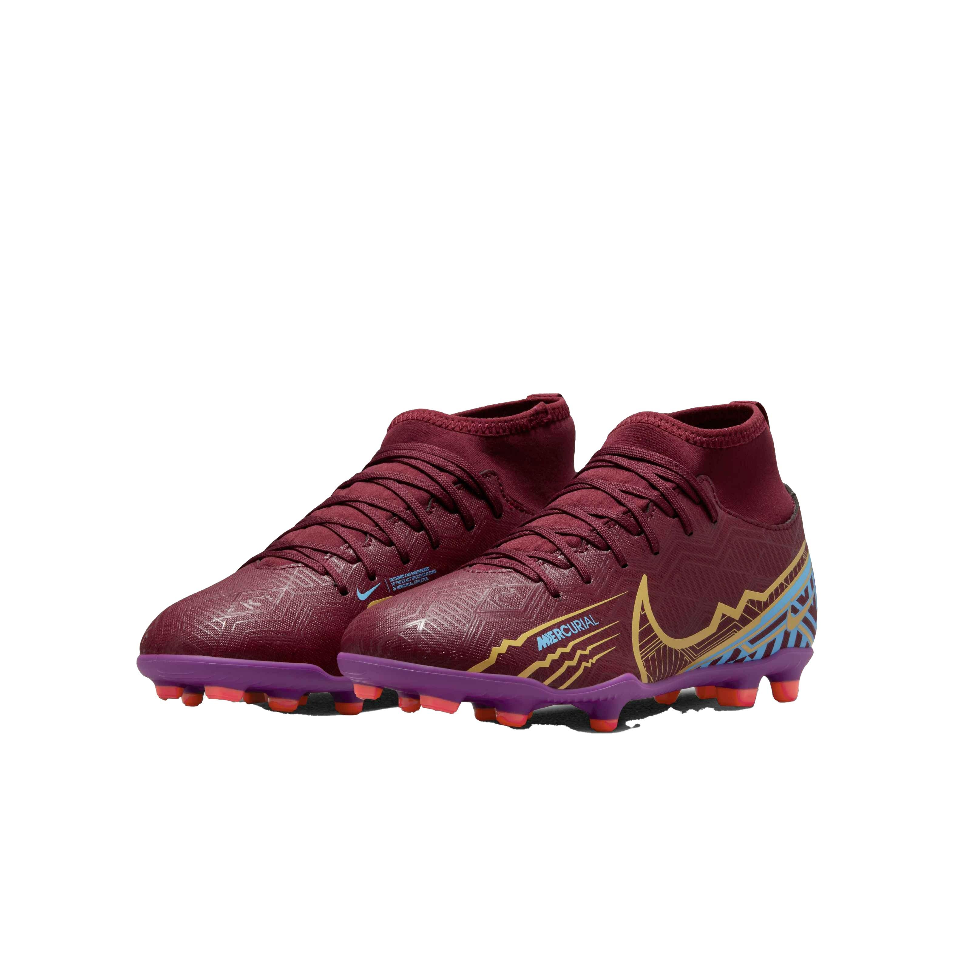 Nike Zoom​ Superfly 9 Elite KM FG Dark Beetroot/University Blue/Vivid  Gold​ Men's Soccer Cleat - Hibbett