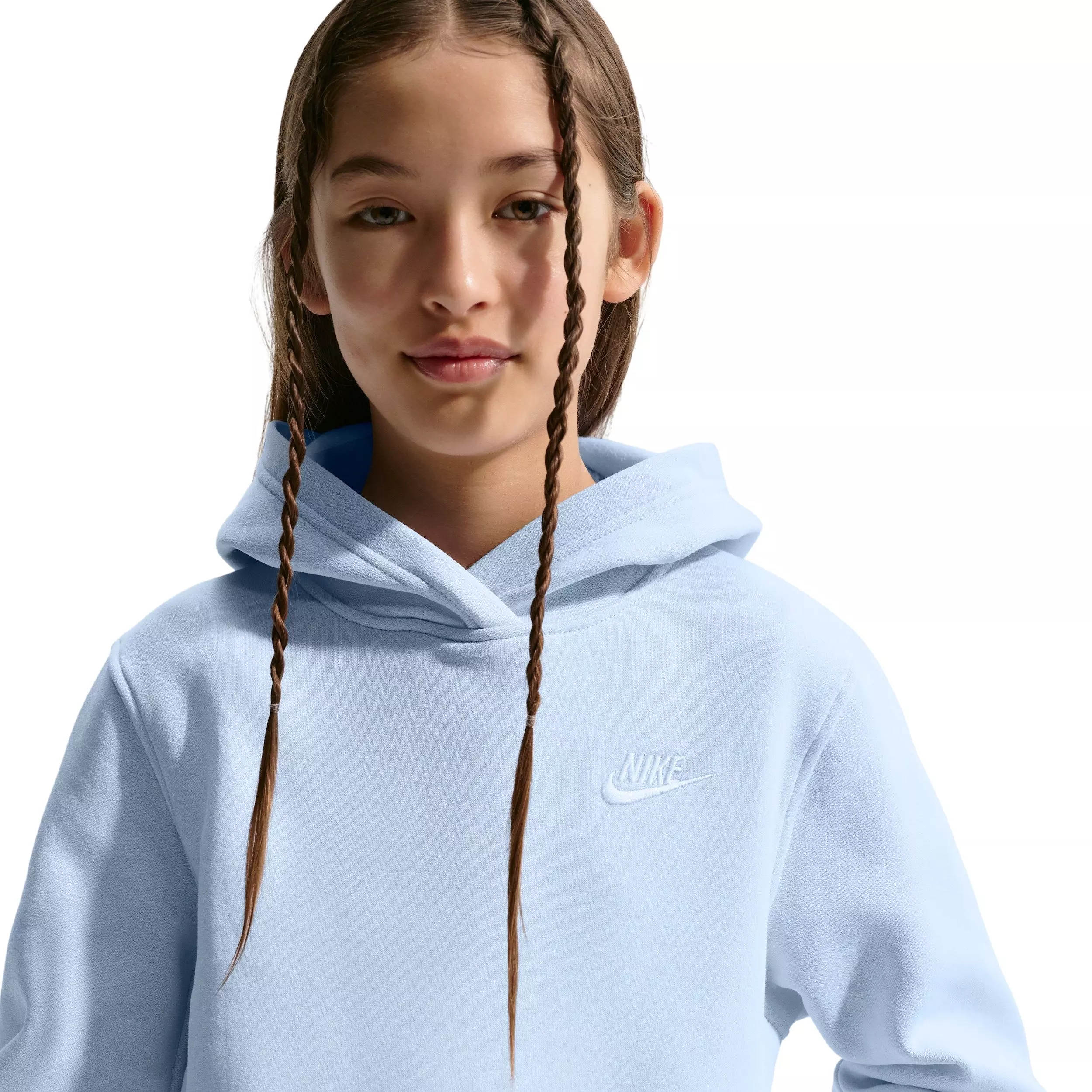 Nike Big Kids' Sportswear Club Fleece Pullover Hoodie - Light Blue - LIGHT BLUE