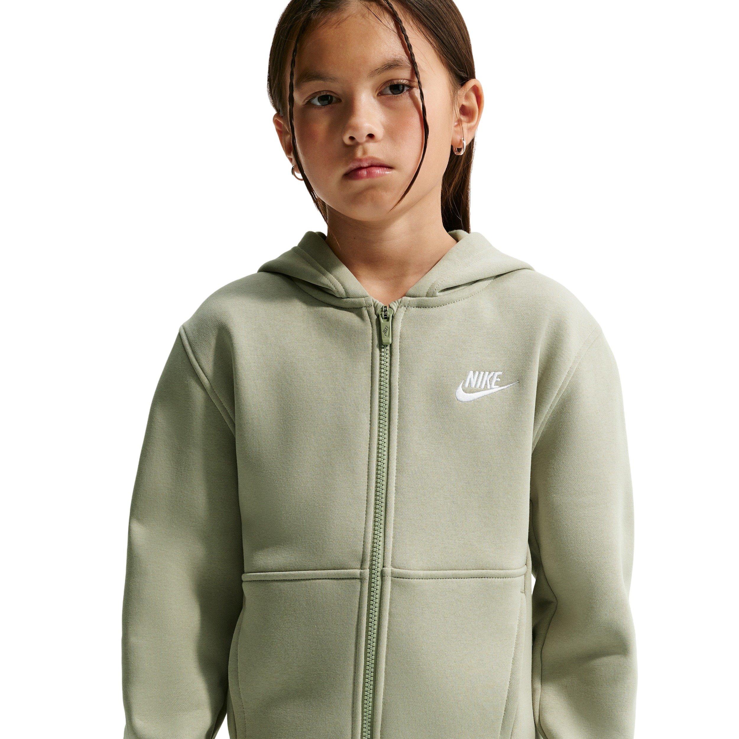 Nike Sportswear Club Fleece Full-Zip Big Kids' Light Green Hooded Jacket