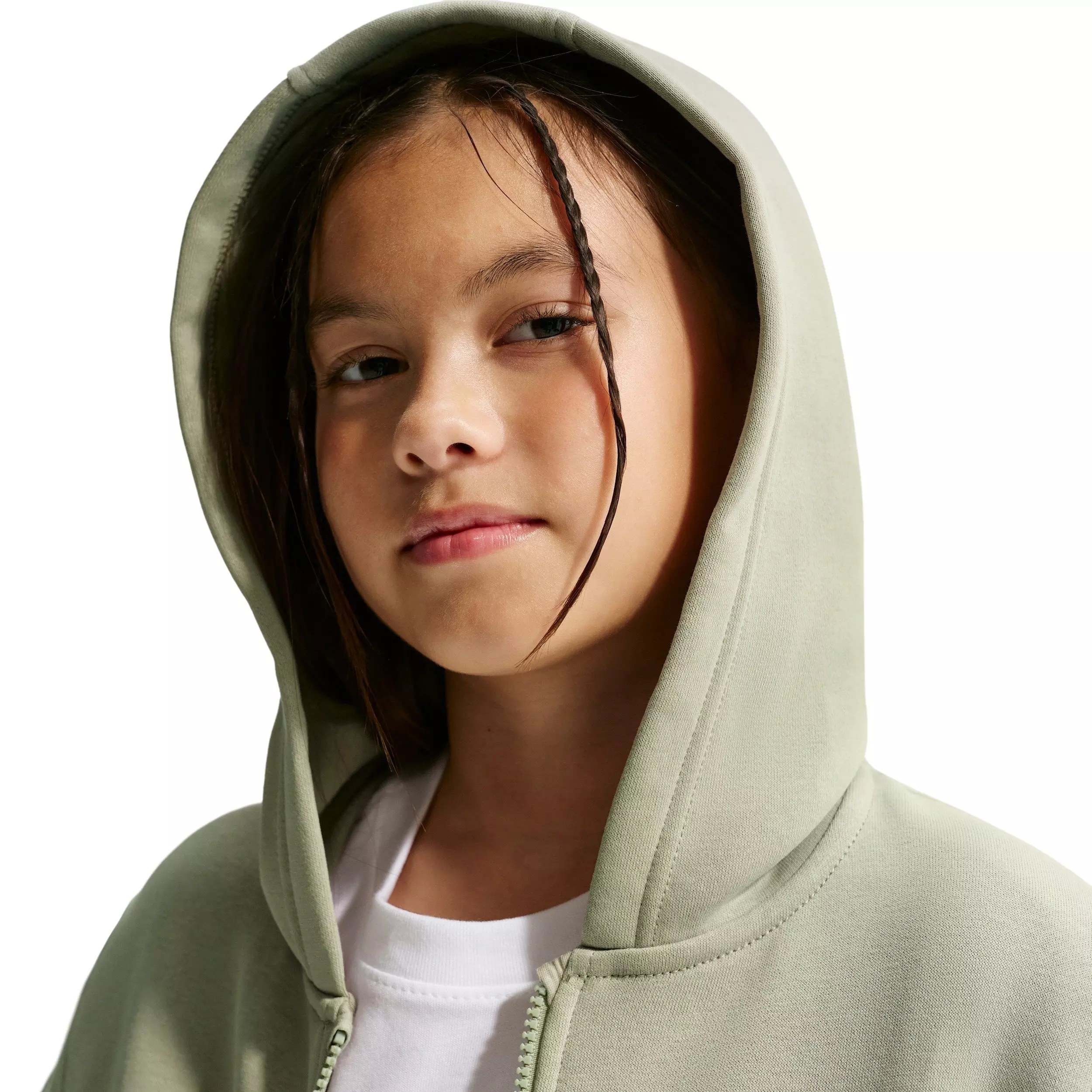 Nike Big Kids' Sportswear Club Fleece Full-Zip Hooded Jacket - Light Green - LIGHT GREEN