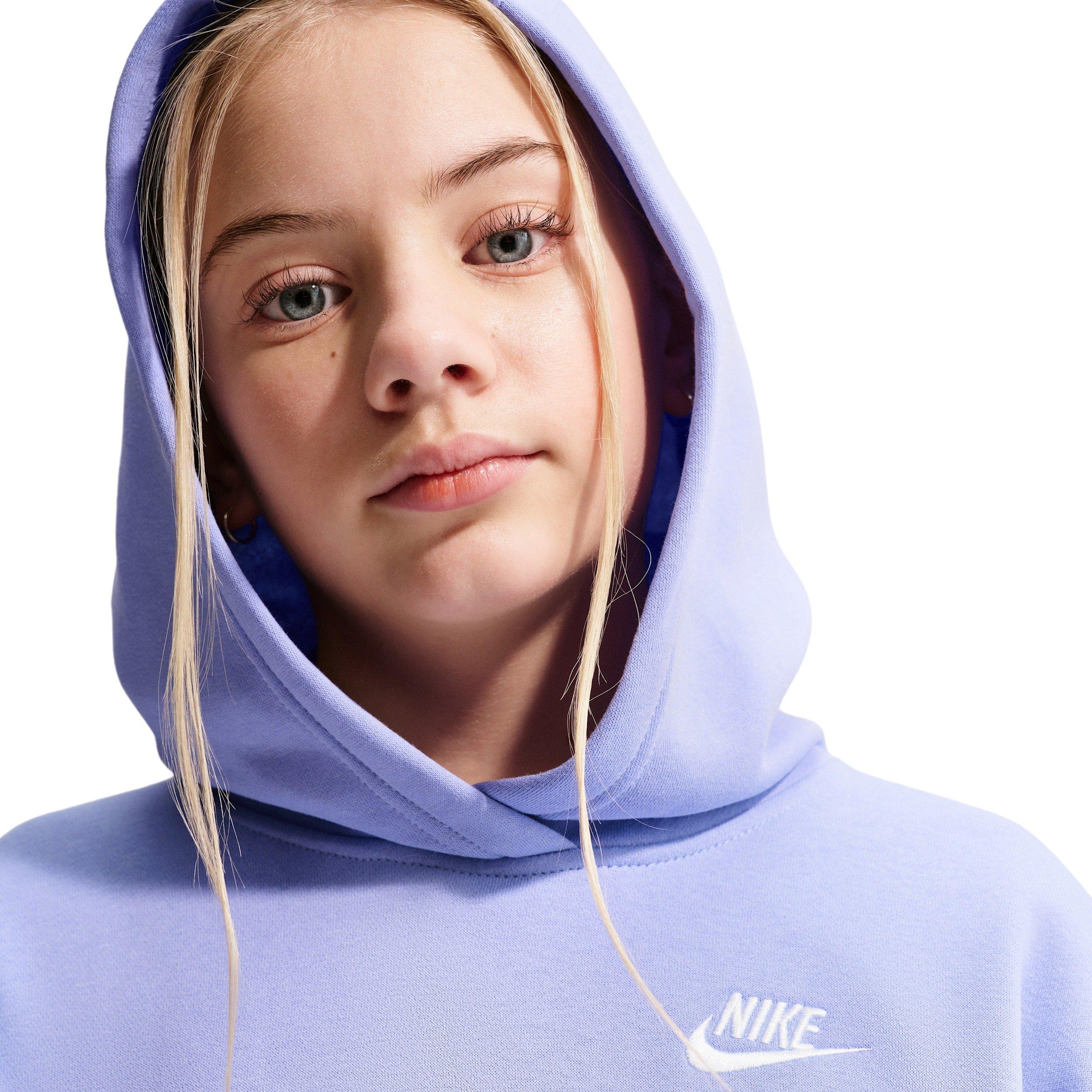 Nike Big Girls' Sportswear Club Fleece Oversized Pullover Hoodie - Purple - PURPLE Thumbnail View 3