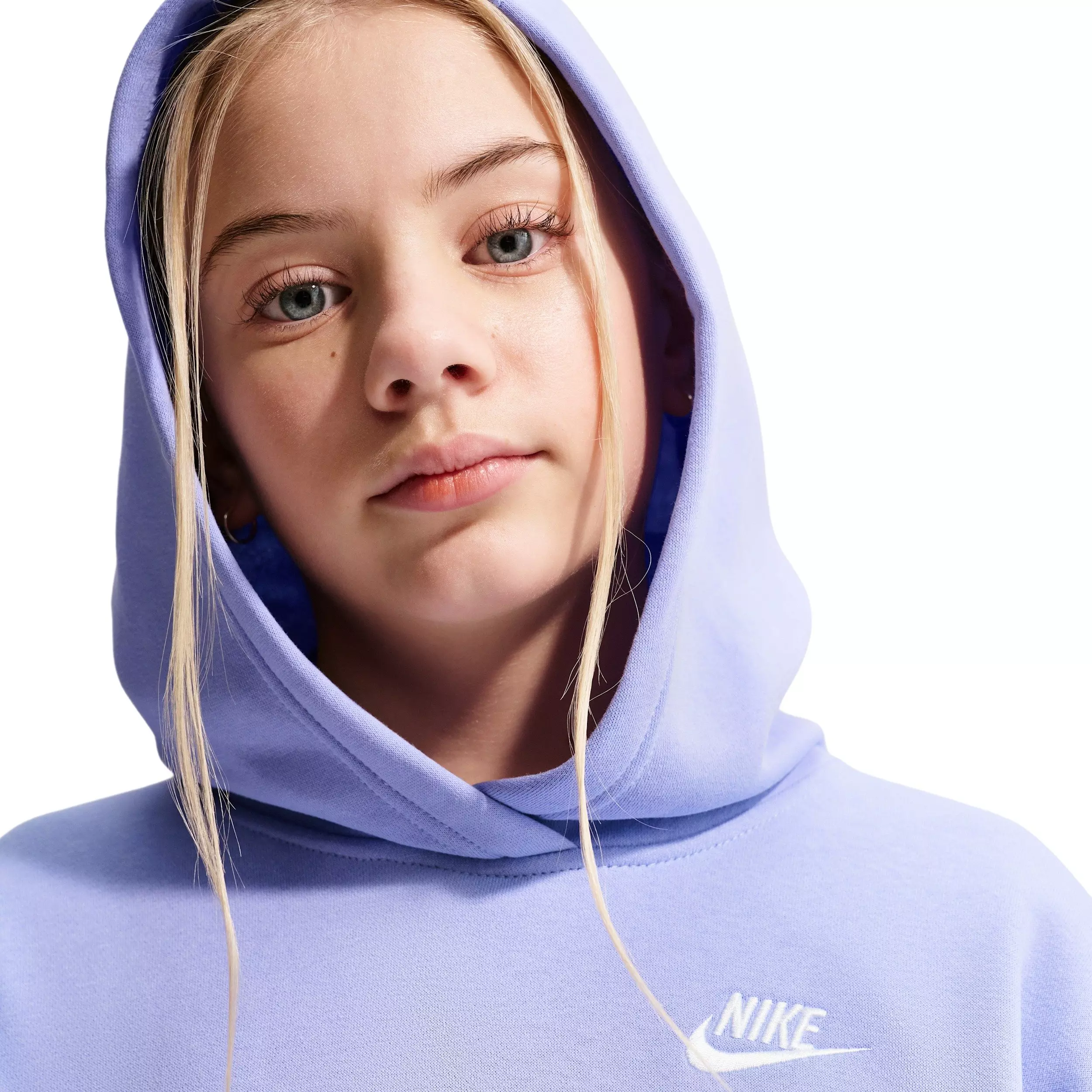 Nike Big Girls' Sportswear Club Fleece Oversized Pullover Hoodie - Purple - PURPLE