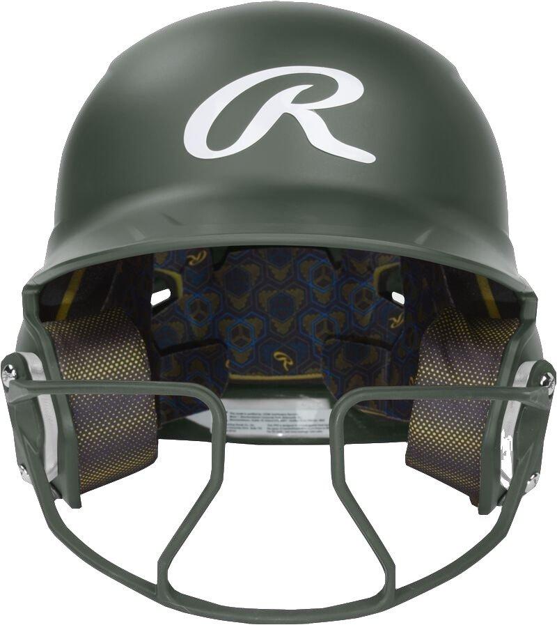 Rawlings Mach HI-VIZ Fastpitch Softball Junior Batting Helmet - DK GREEN Thumbnail View 4