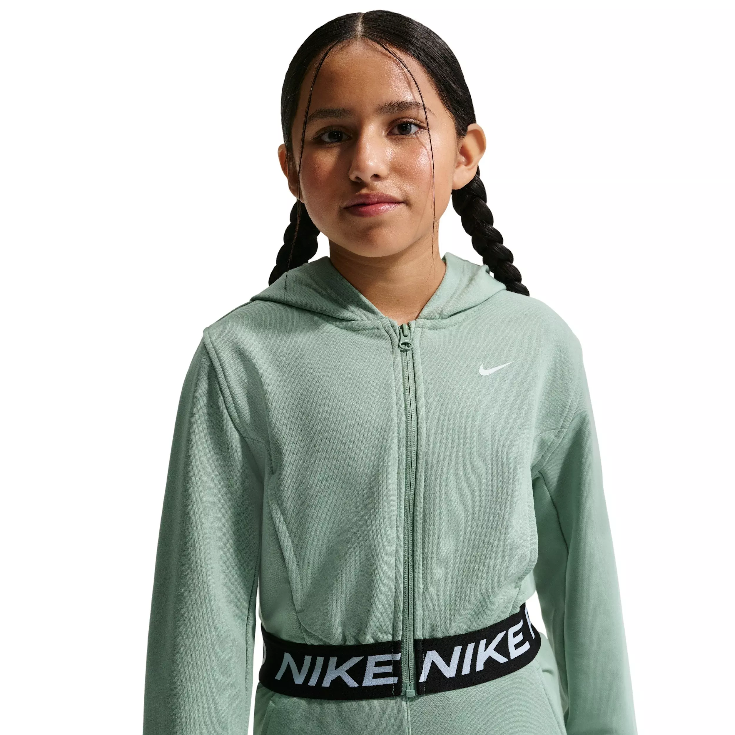 Nike Big Girls' Pro Fleece Dri-FIT Full-Zip Hooded Jacket - Green - GREEN