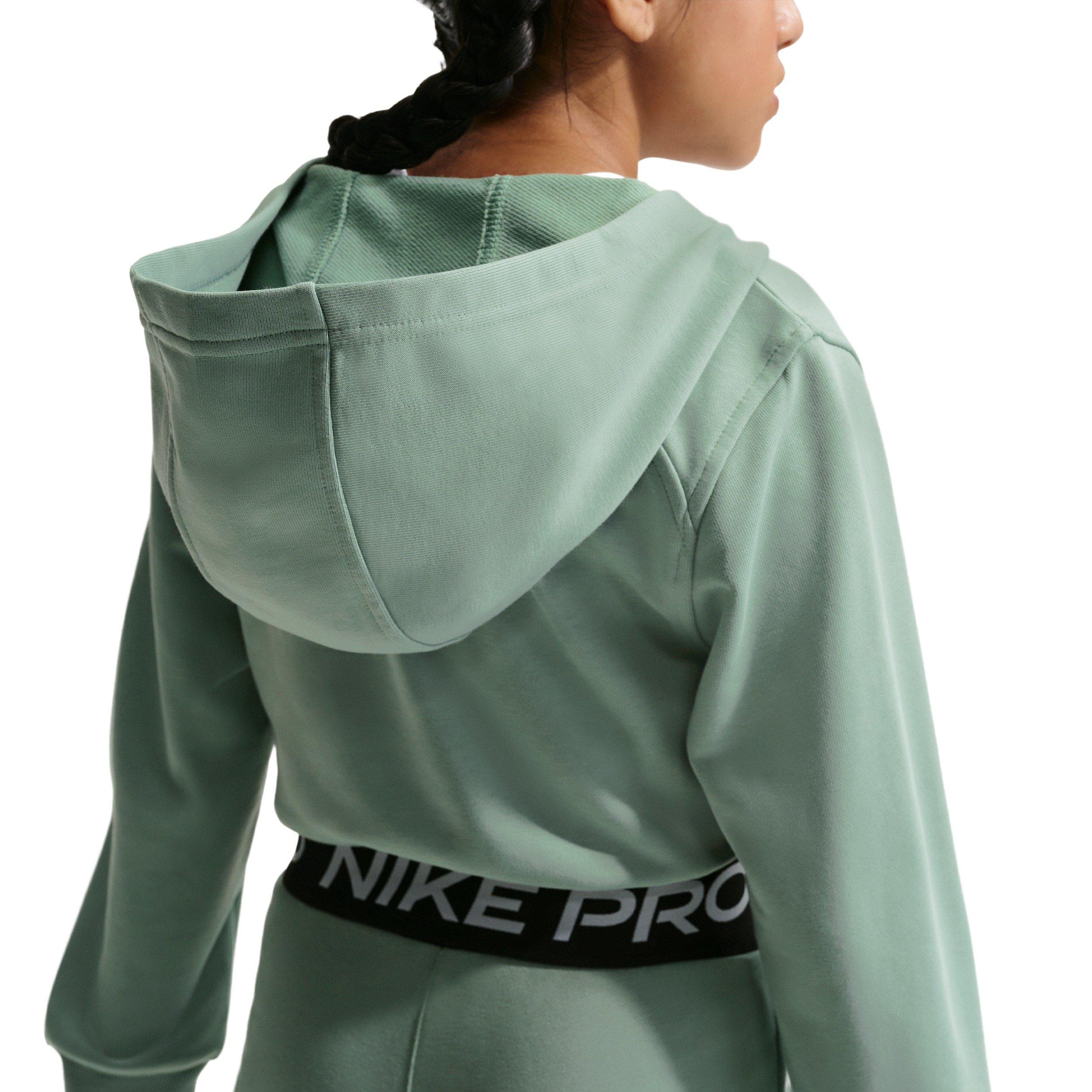 Nike Pro Fleece Dri-FIT Full-Zip Big Girls' Green Hooded Jacket