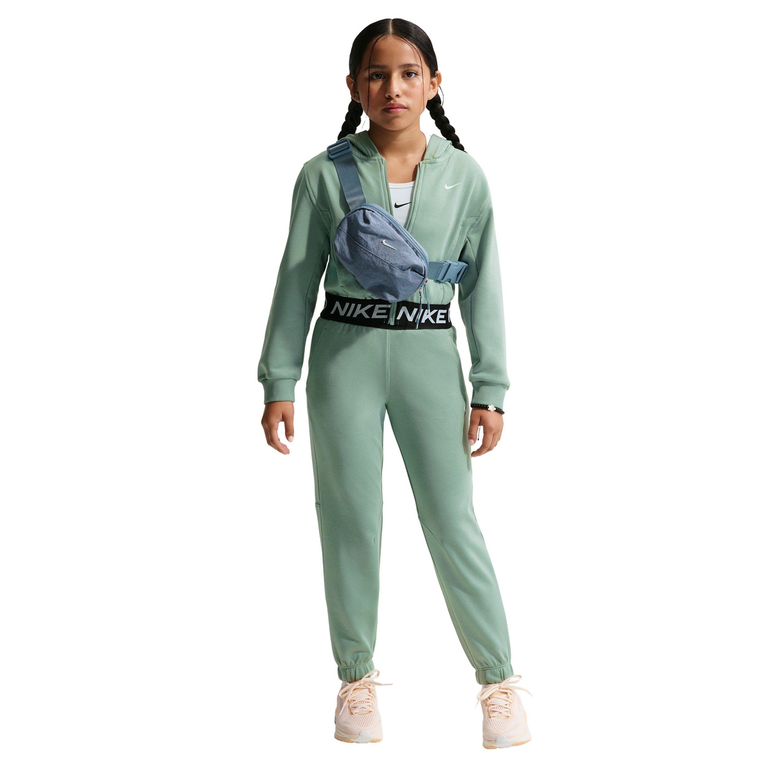 Nike Pro Fleece Dri-FIT Full-Zip Big Girls' Green Hooded Jacket
