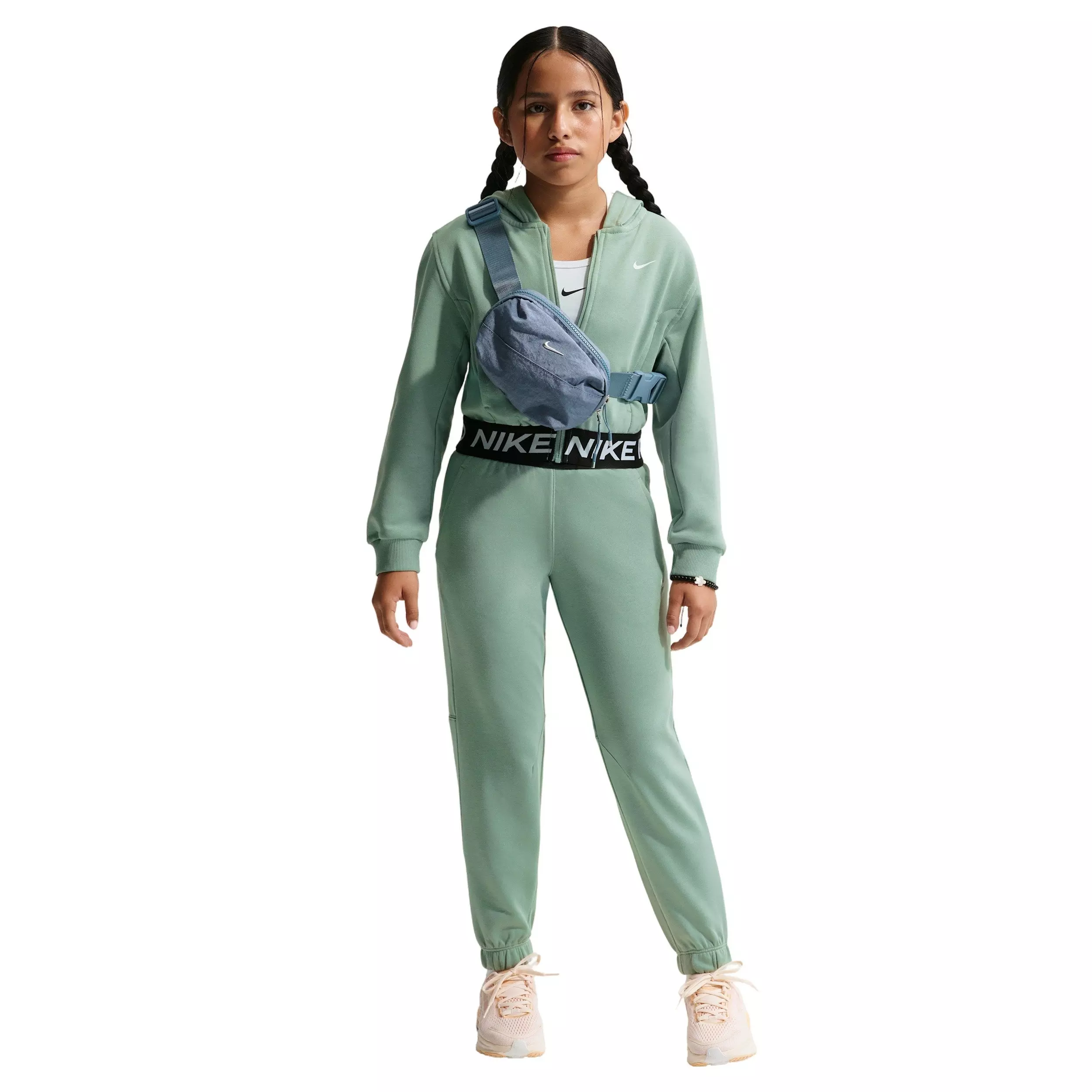 Nike Big Girls' Pro Fleece Dri-FIT Full-Zip Hooded Jacket - Green - GREEN