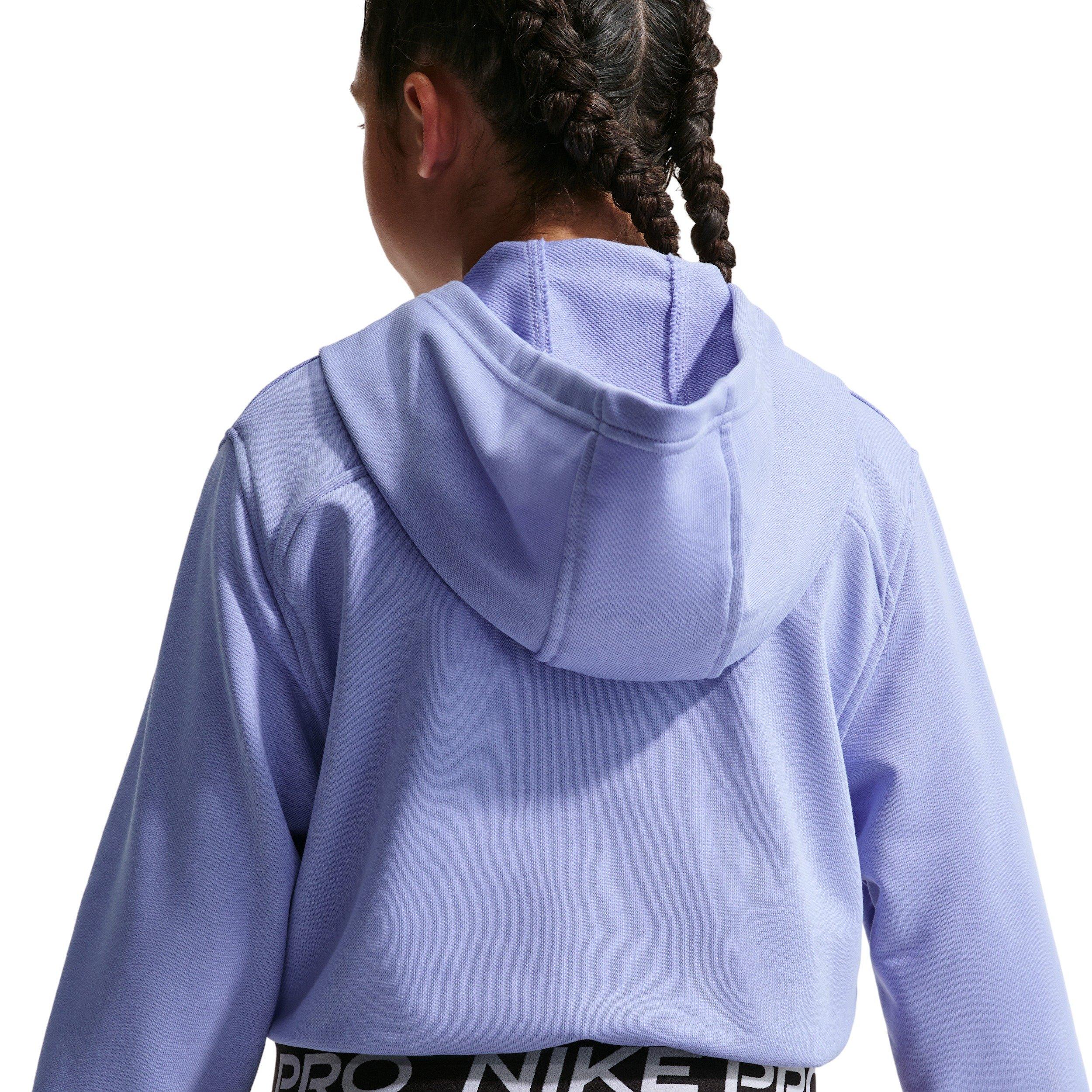 Nike Pro Fleece Dri-FIT Full-Zip Big Girls' Purple Hooded Jacket