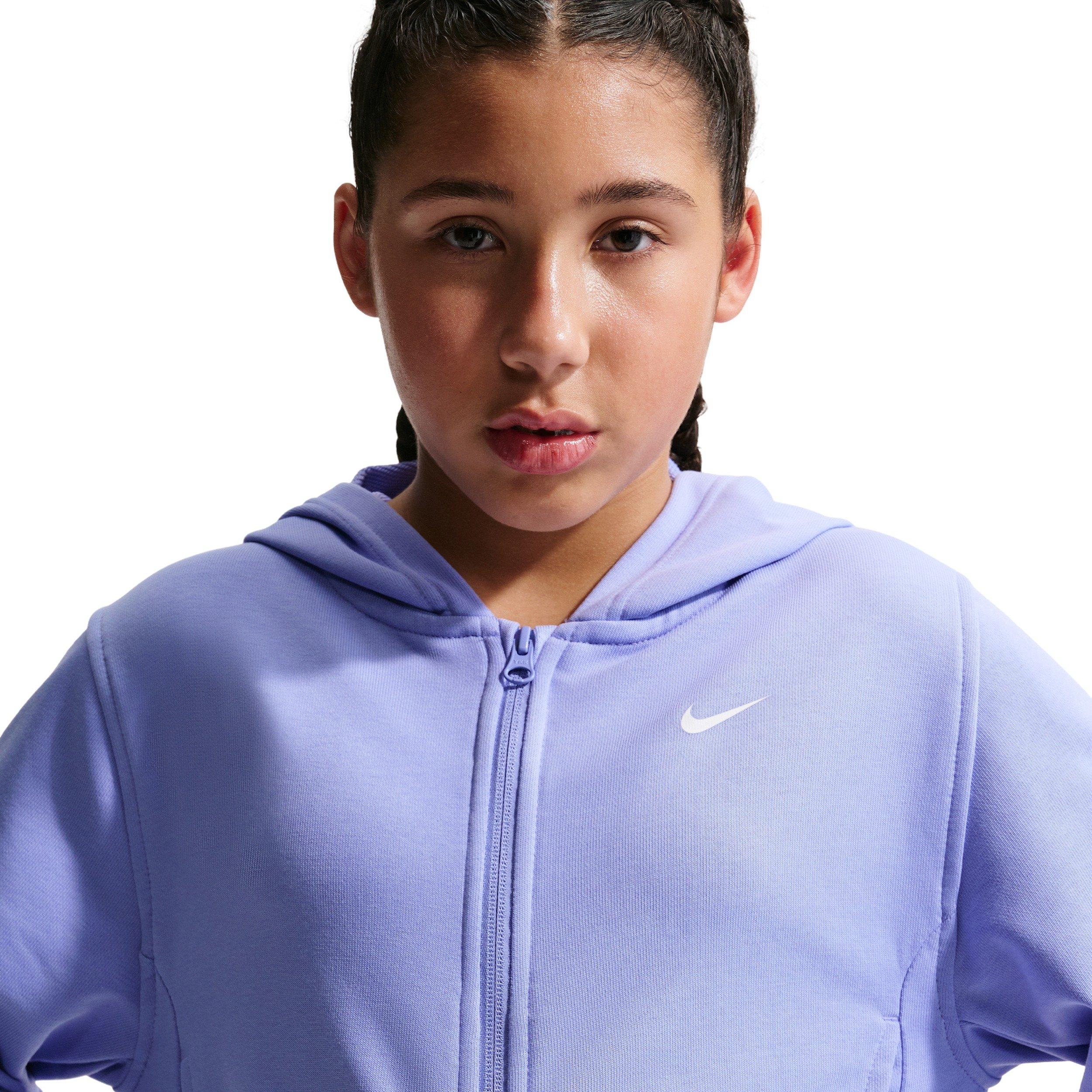 Nike Pro Fleece Dri-FIT Full-Zip Big Girls' Purple Hooded Jacket