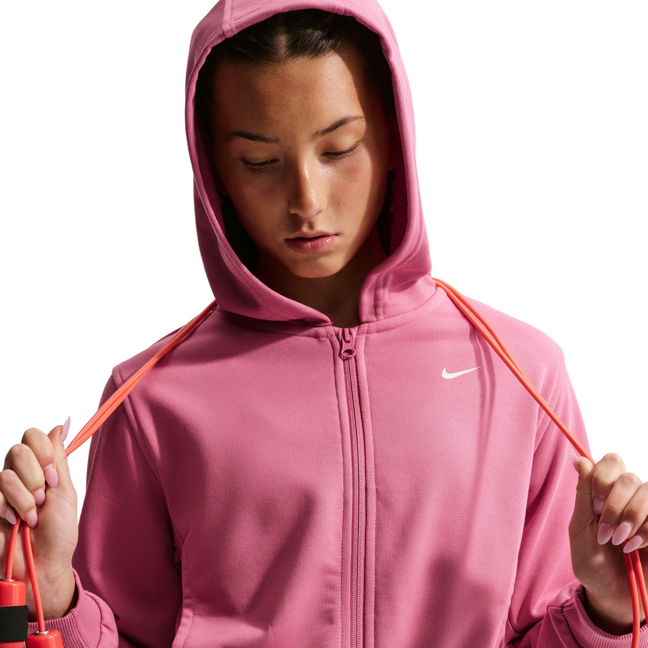 Nike Pro Fleece Dri-FIT Full-Zip Big Girls' Pink Hooded Jacket