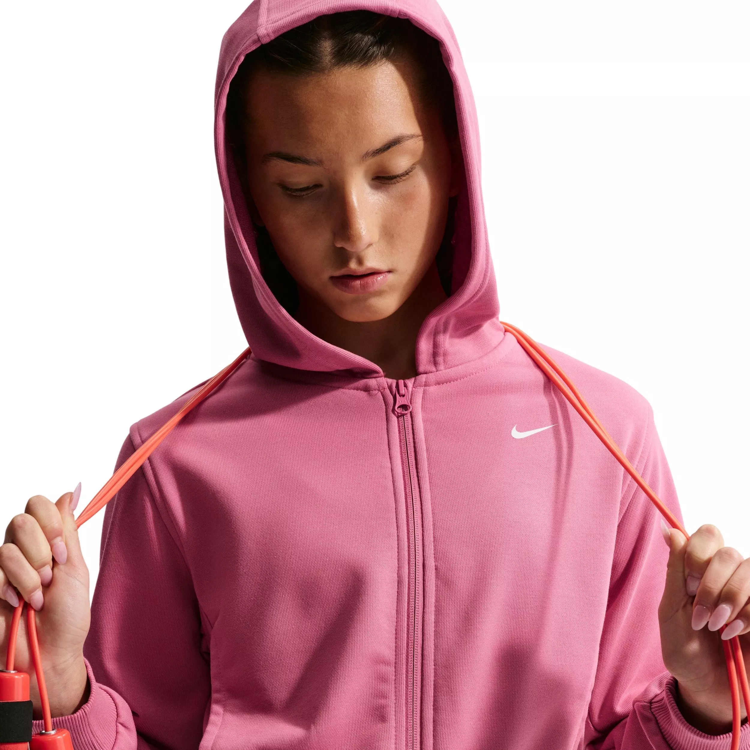 Nike Big Girls' Pro Fleece Dri-FIT Full-Zip Hooded Jacket - Pink - PINK