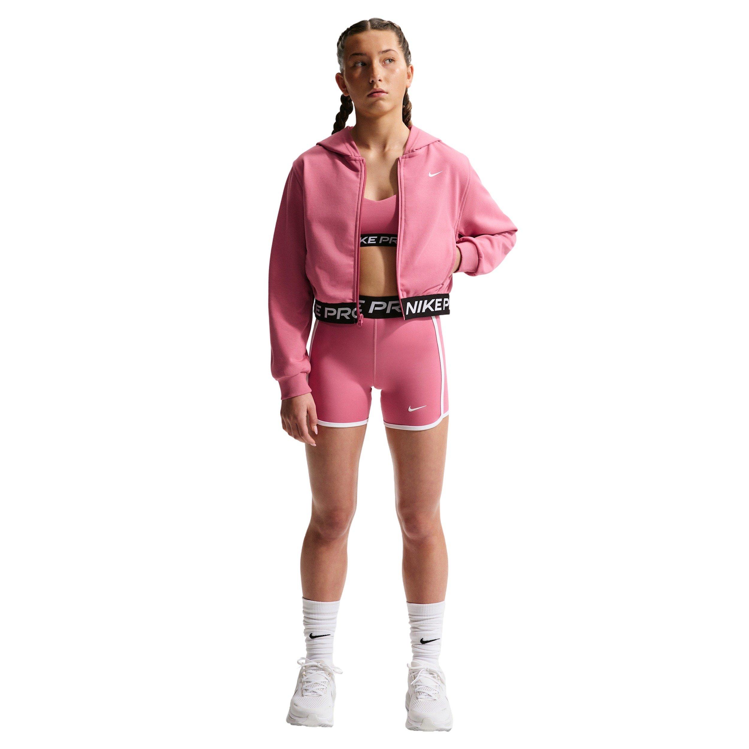 Nike Pro Fleece Dri-FIT Full-Zip Big Girls' Pink Hooded Jacket