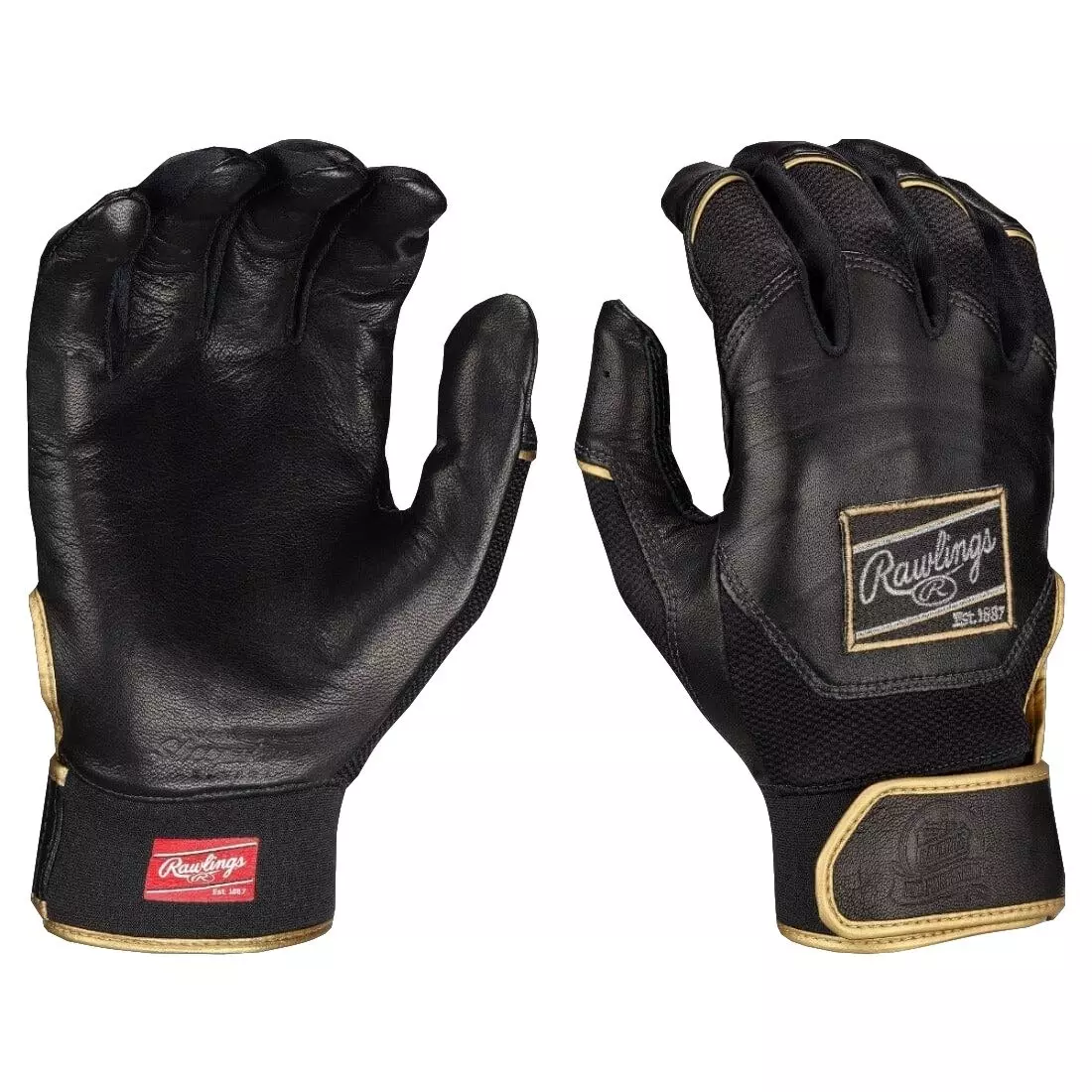 Rawlings Pro Preferred Baseball Batting Gloves - Black - BLACK