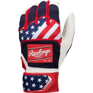 Rawlings Workhorse Adult Baseball Batting Gloves - Red/White/Blue