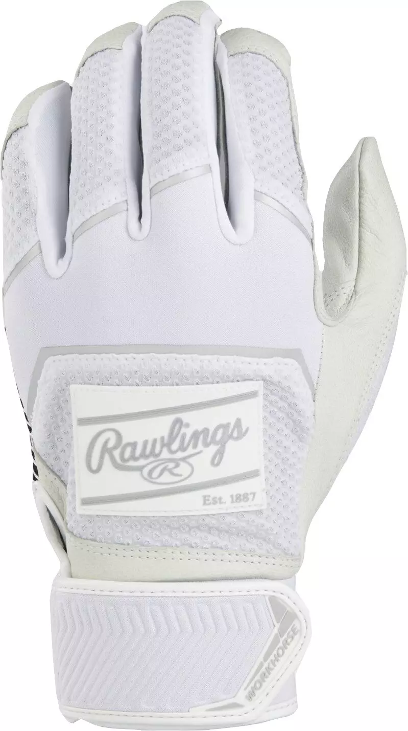 Rawlings Workhorse Baseball Batting Gloves - White - WHITE