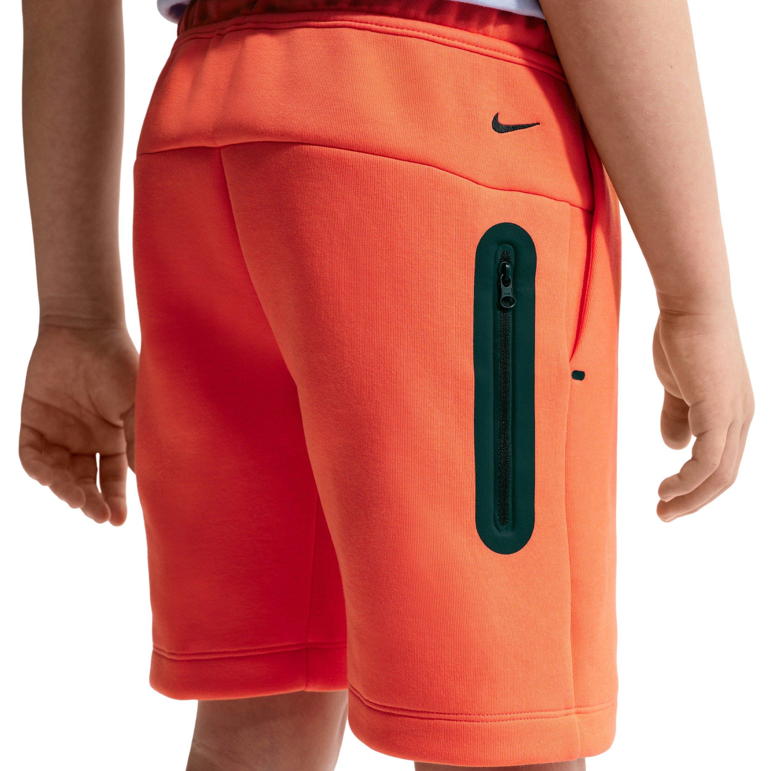 Nike Big Boys' Sportswear Tech Fleece Shorts - Orange - ORANGE Thumbnail View 4