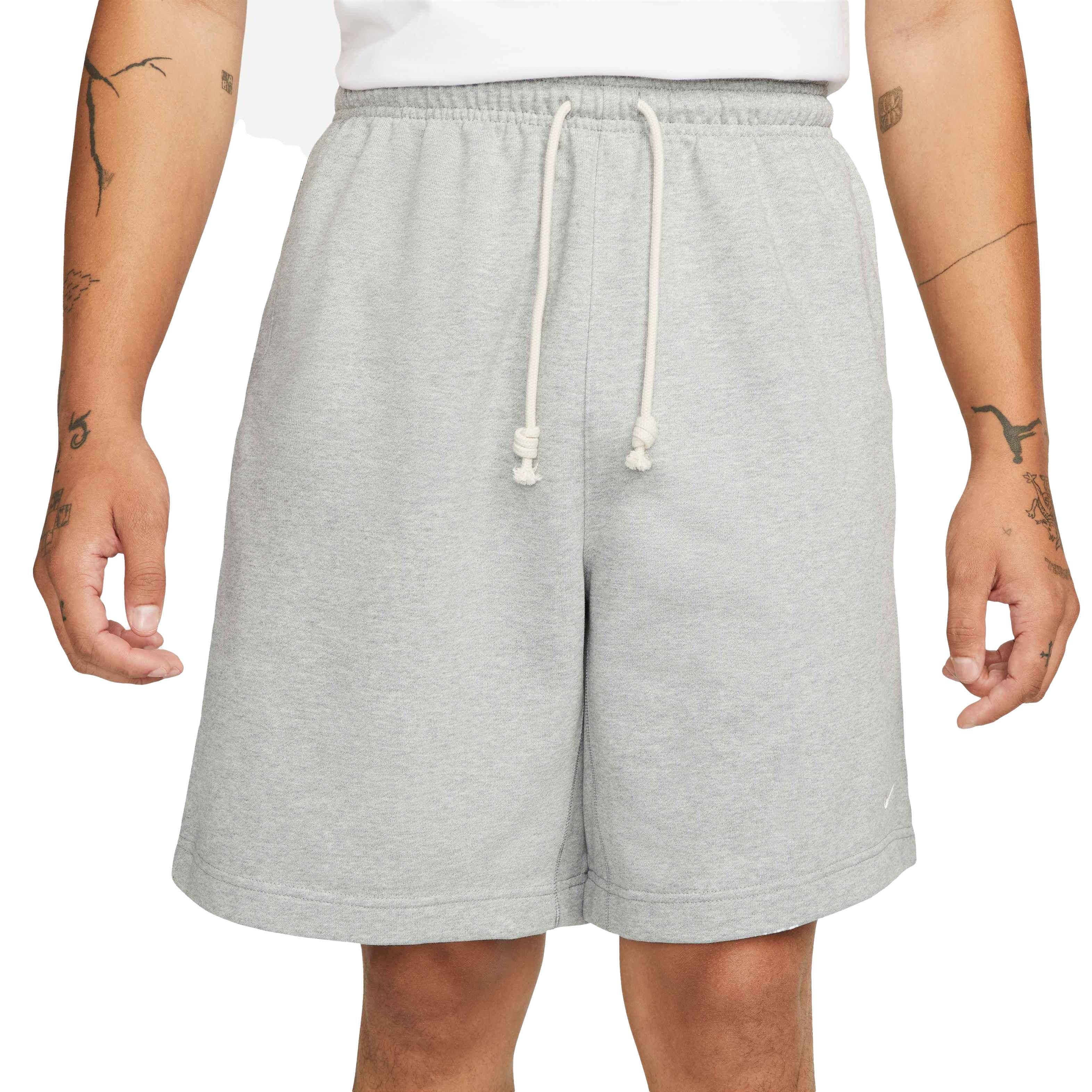 Nike Men's Dri-Fit 8" French Terry Standard Issue Basketball Shorts - GREY Thumbnail View 1