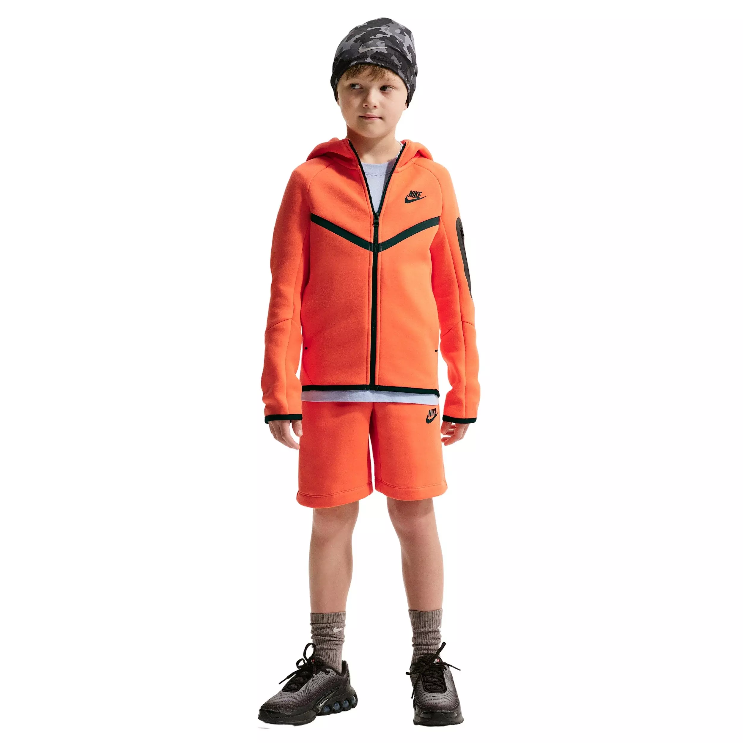 Nike Big Boys' Sportswear Tech Fleece Full-Zip Hooded Jacket - Orange - ORANGE
