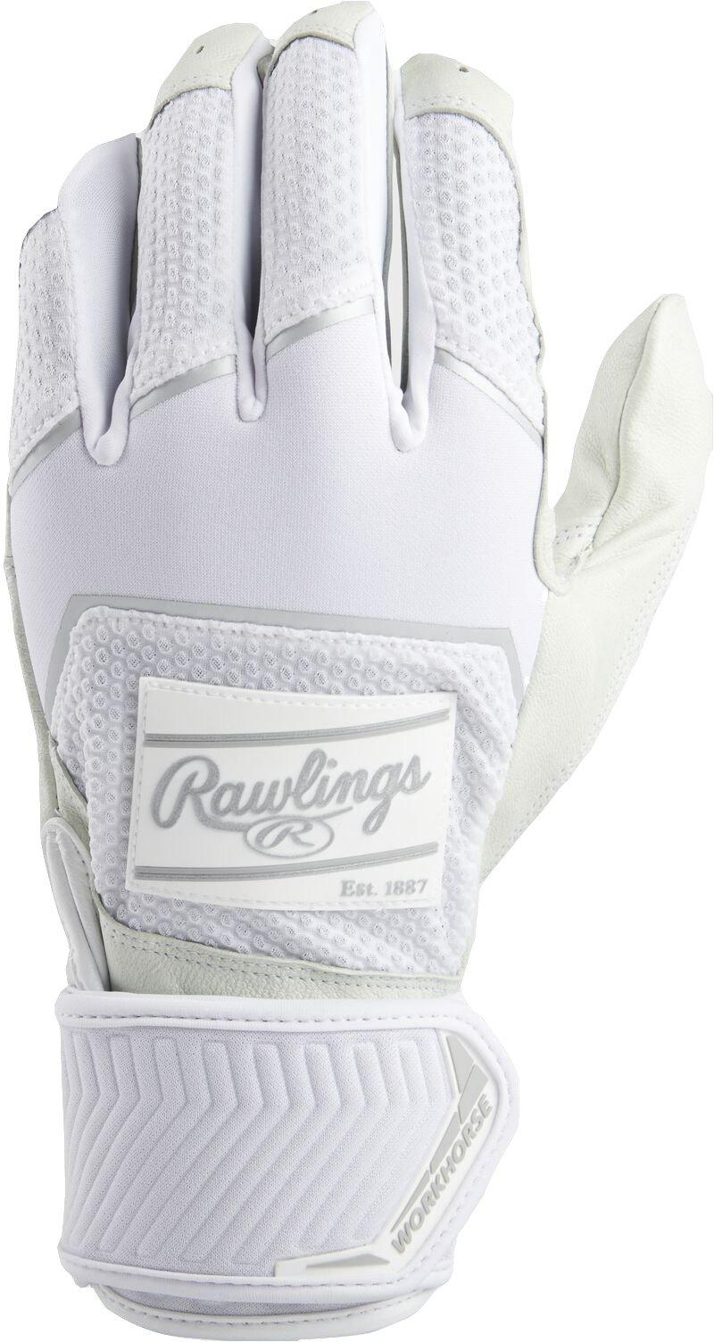 Rawlings Workhorse Compression Strap Youth Baseball Batting Gloves - White - WHITE Thumbnail View 1
