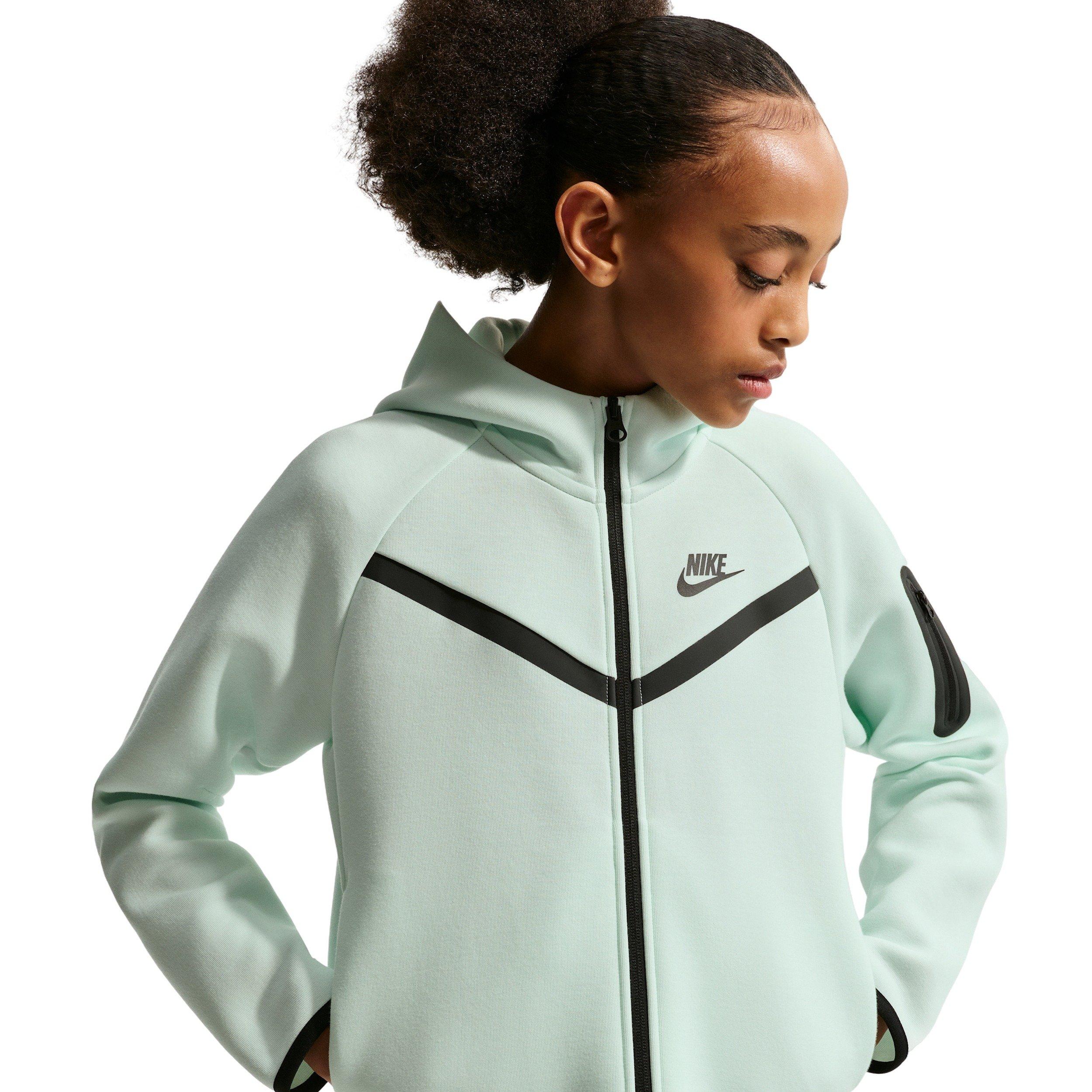 Nike Sportswear Tech Fleece Full-Zip Big Girls' Green Hooded Jacket