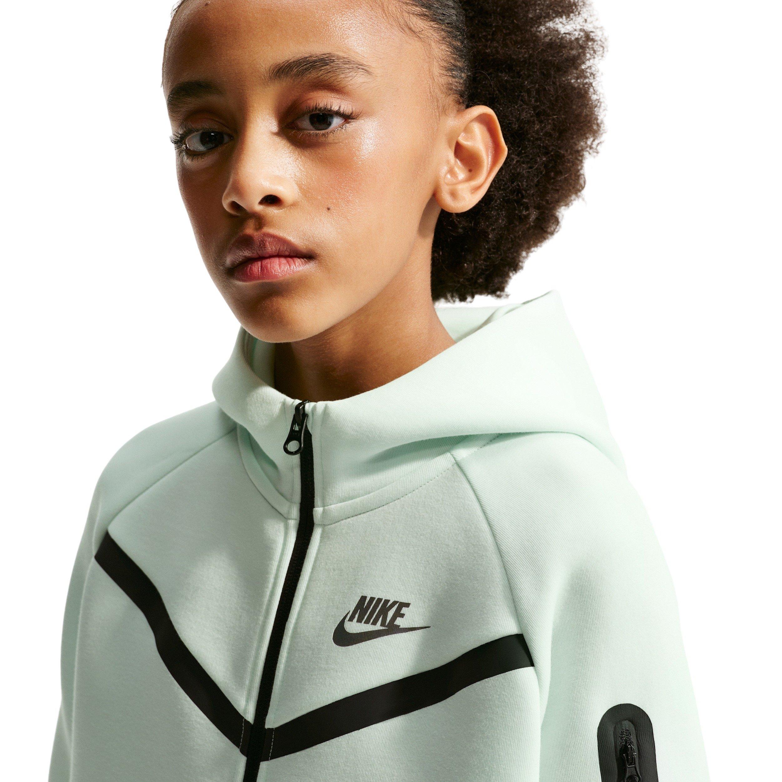 Nike Big Girls' Sportswear Tech Fleece Full-Zip Hooded Jacket - Green - GREEN Thumbnail View 3