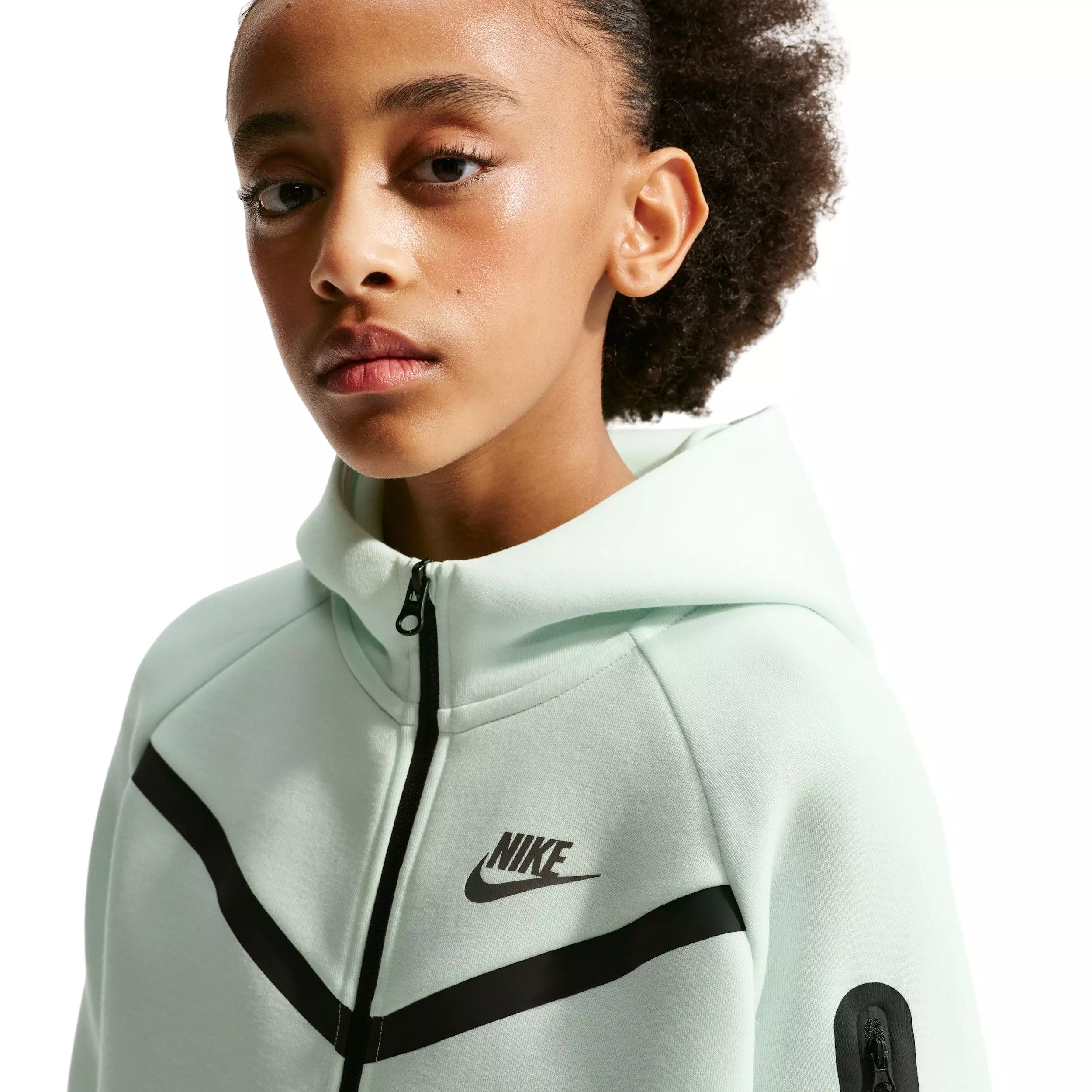 Nike Big Girls' Sportswear Tech Fleece Full-Zip Hooded Jacket - Green - GREEN