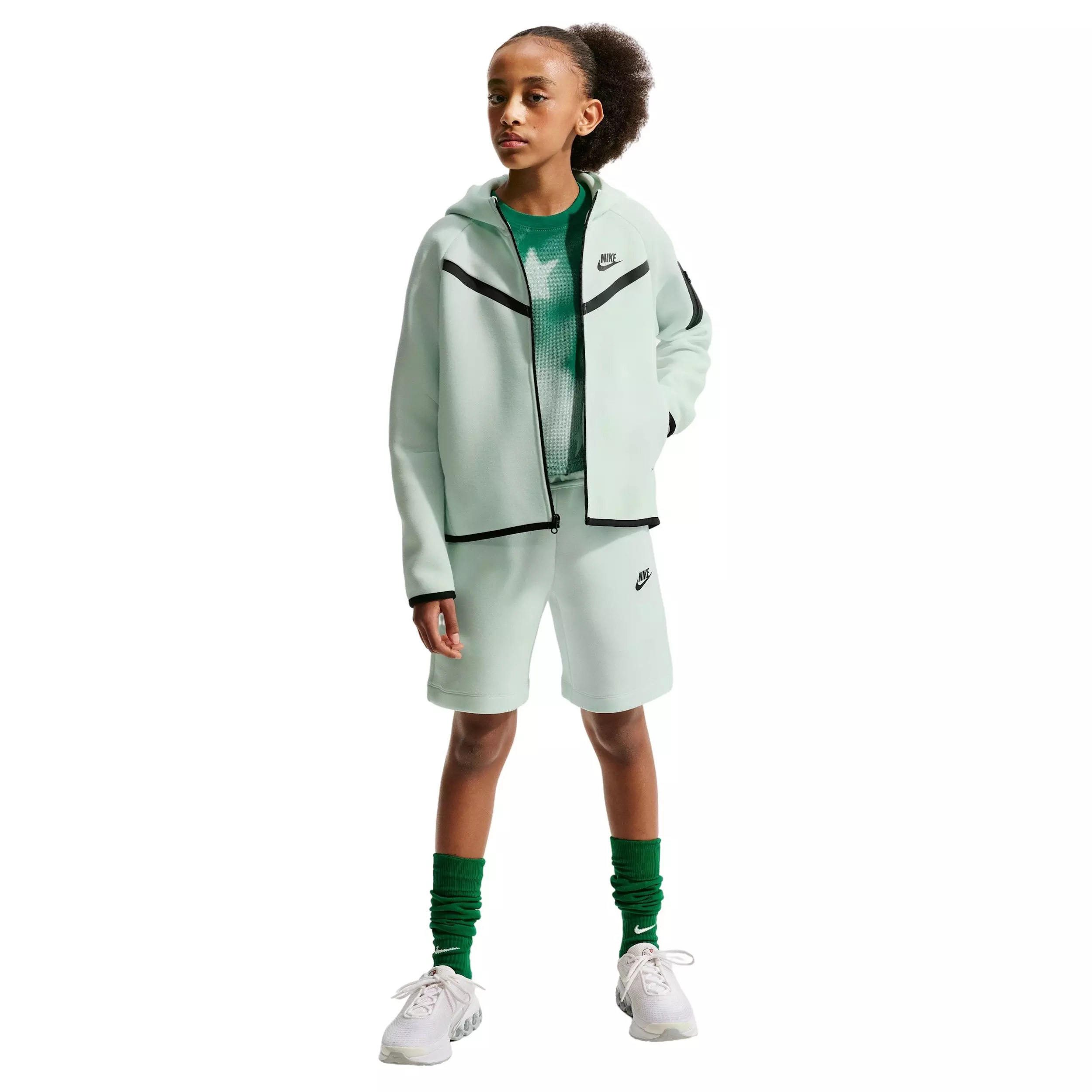 Nike Big Girls' Sportswear Tech Fleece Full-Zip Hooded Jacket - Green - GREEN