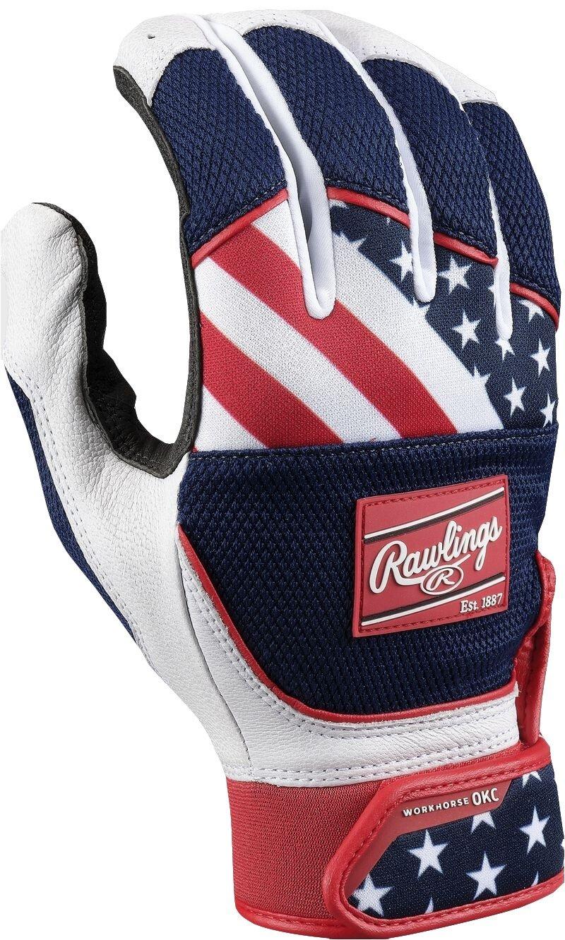 Rawlings Women's Workhorse OKC Fastpitch Softball Batting Gloves - Red/White/Blue - RED/WHITE/BLUE Thumbnail View 1
