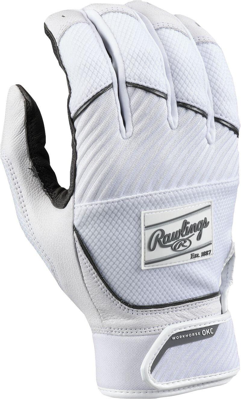 Rawlings Women's Workhorse OKC Fastpitch Softball Batting Gloves - White - WHITE Thumbnail View 1