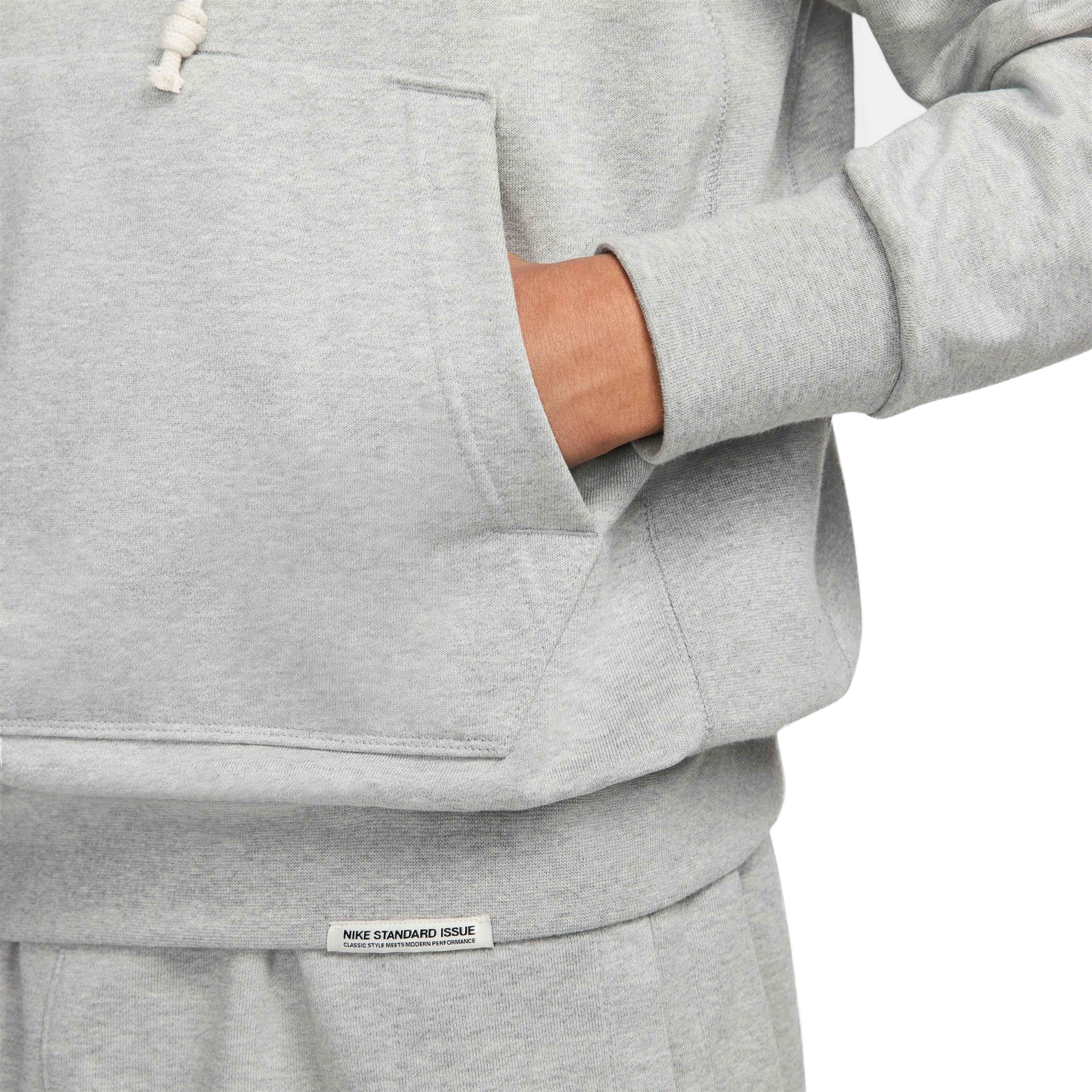 Nike Men's Pullover Basketball Dri-Fit Standard Issue Hoodie - GREY Thumbnail View 4