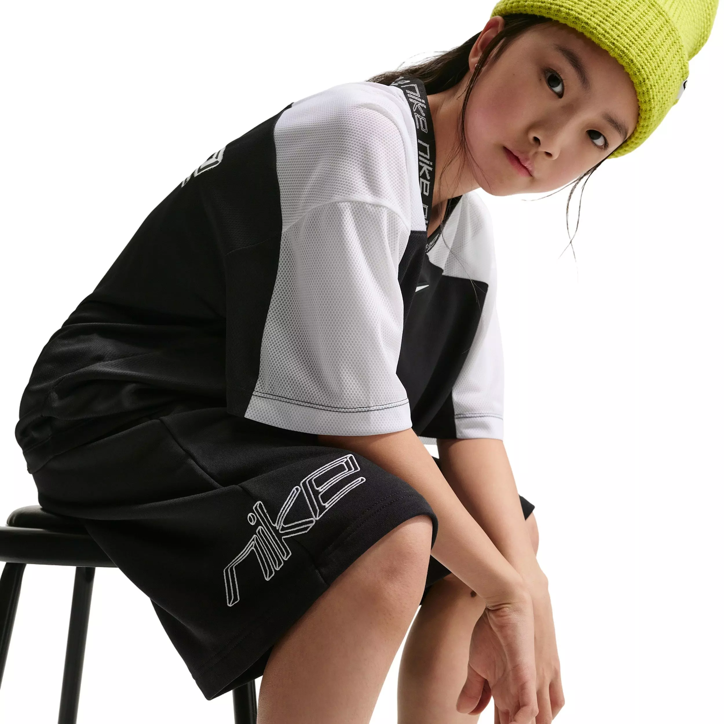 Nike Big Girls' Sportswear French Terry Shorts - Black - BLACK