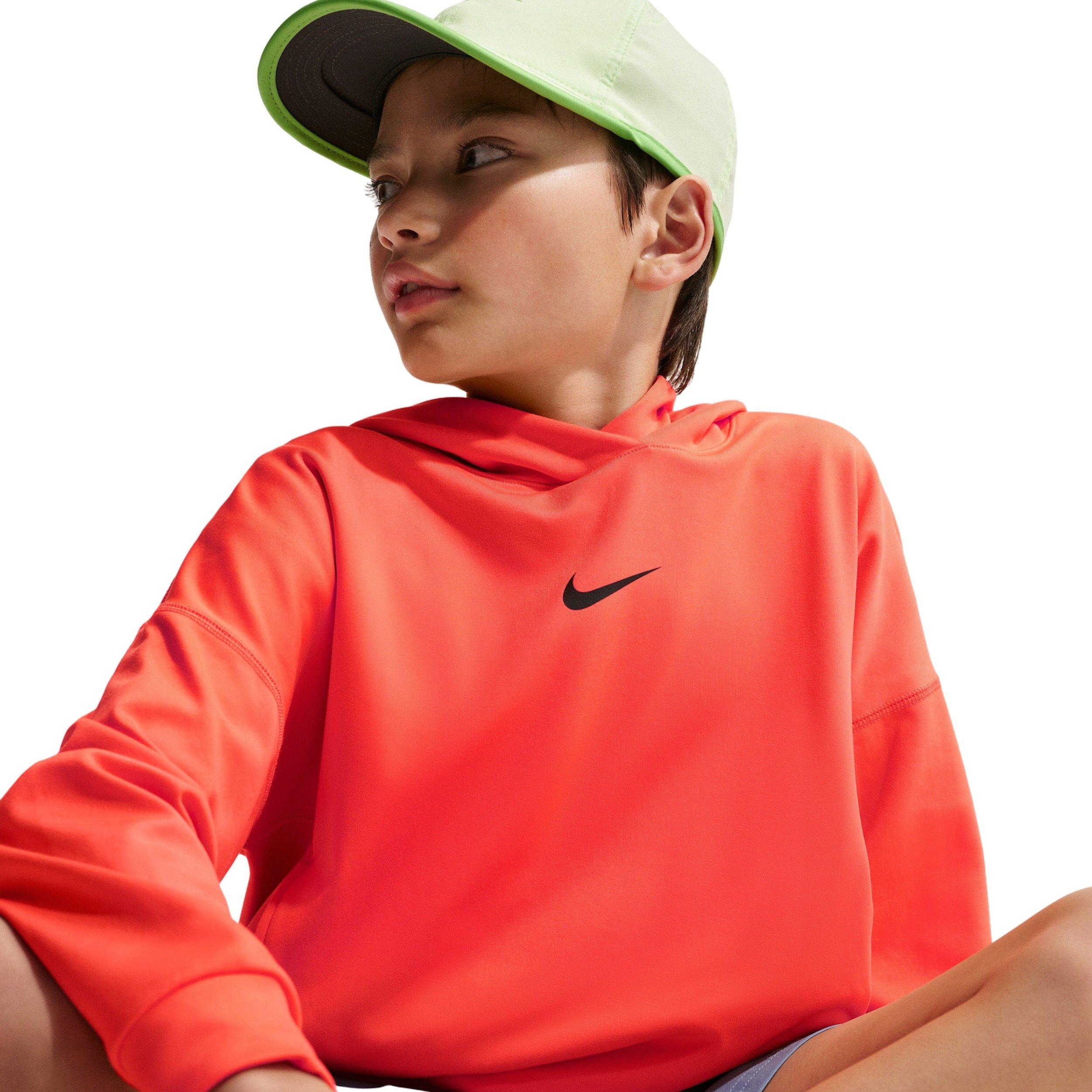 Nike Big Boys' Pro Dri-FIT Fleece Pullover Hoodie - Orange - ORANGE Thumbnail View 3