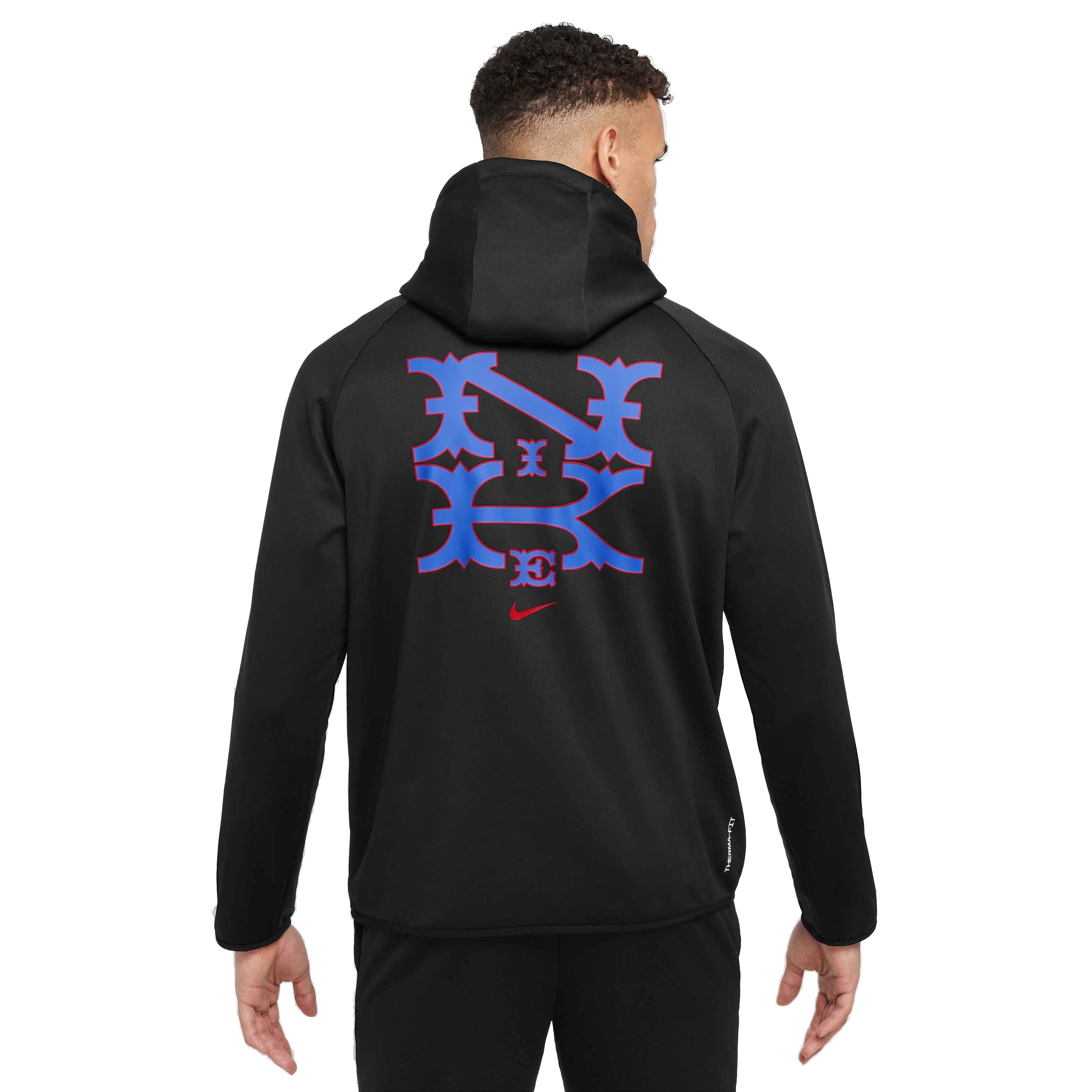 Nike Men's Therma-FIT HD Pullover FH24 Baseball Hoodie -Black/Red - BLACK/RED Thumbnail View 2